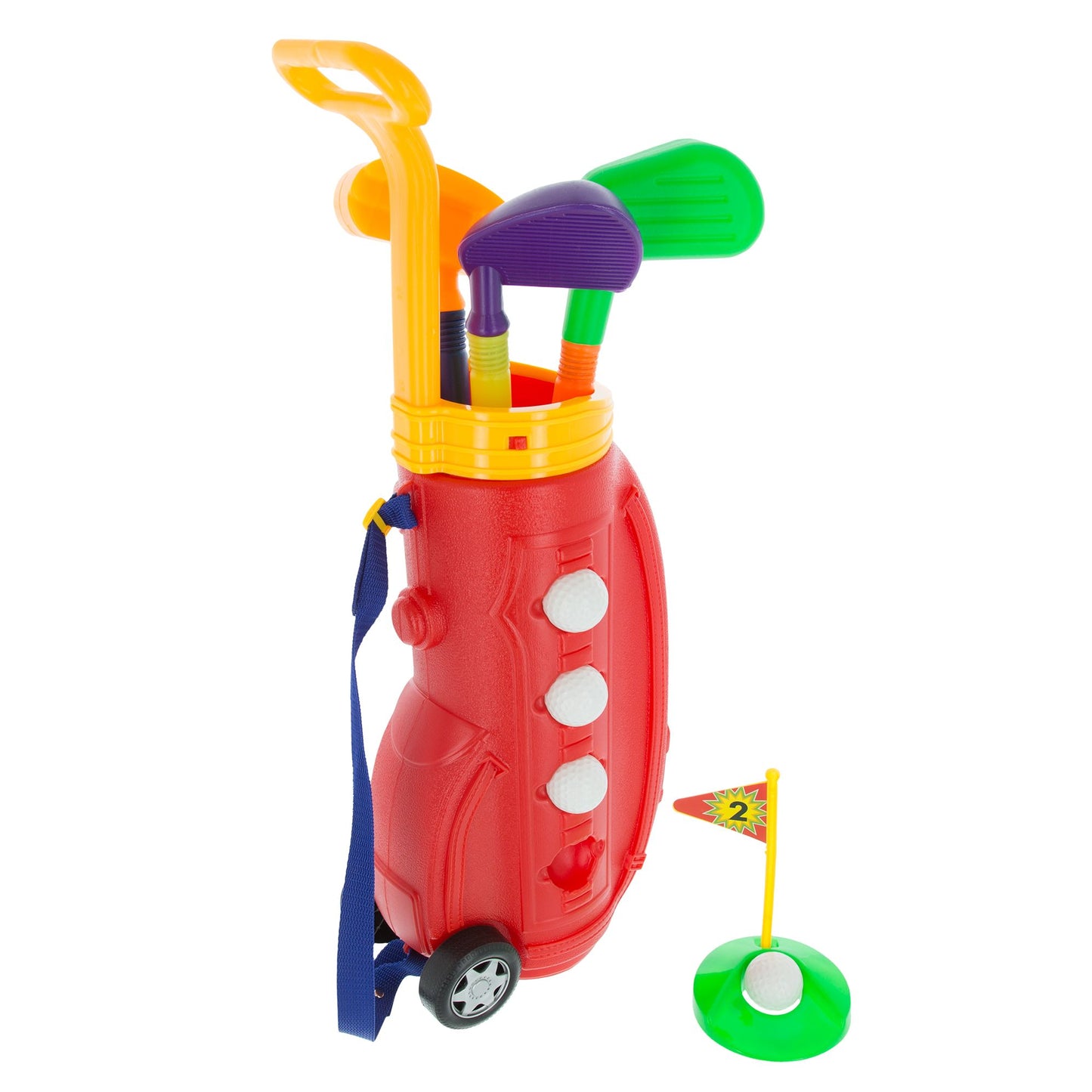 Toddler Toy Golf Play Set with Plastic Bag, 2 Clubs, 1 Putter, 4 Balls, Putting Cup Indoor or Outdoor Use for Toddlers Boys and Girls by Hey! Play!