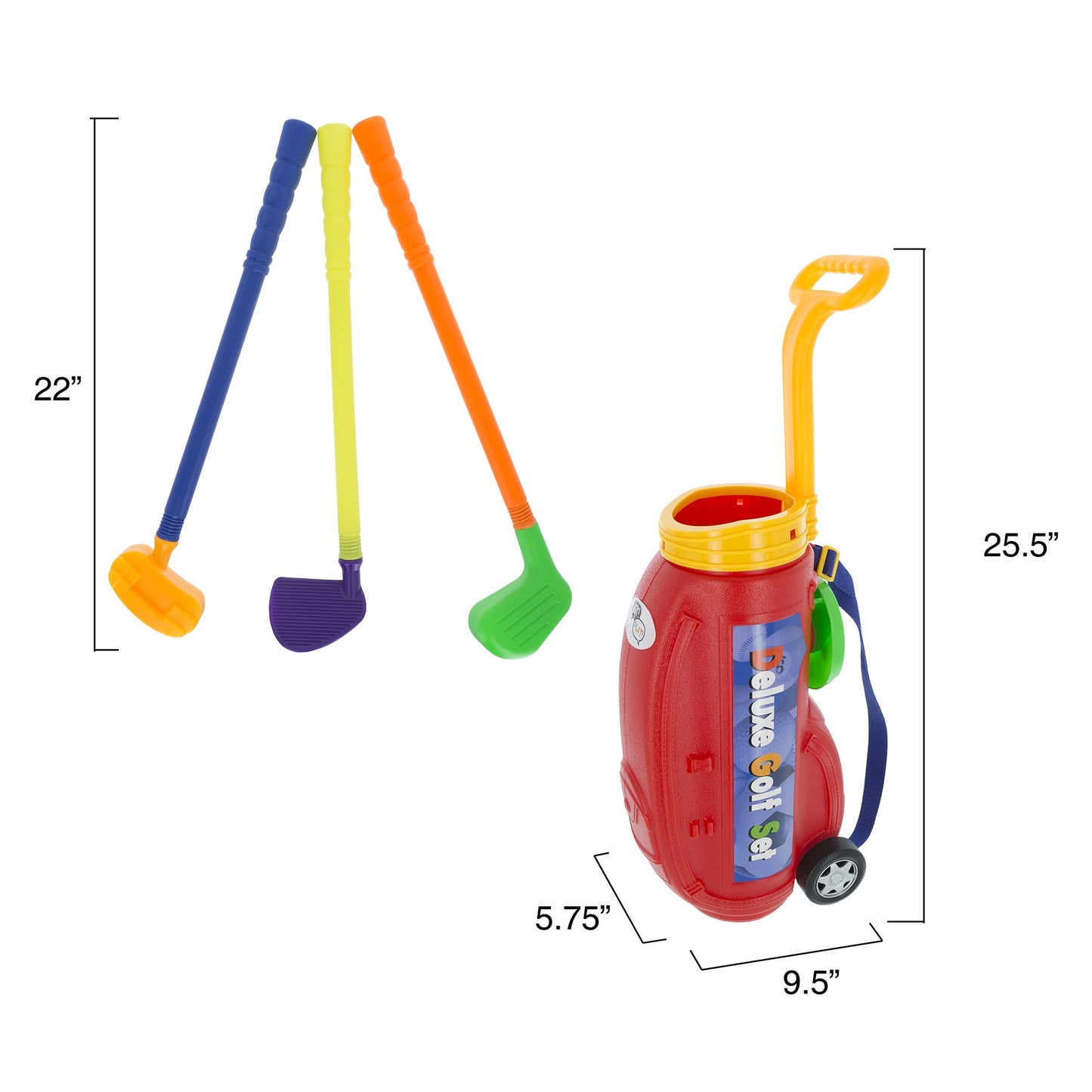Toddler Toy Golf Play Set with Plastic Bag, 2 Clubs, 1 Putter, 4 Balls, Putting Cup Indoor or Outdoor Use for Toddlers Boys and Girls by Hey! Play!