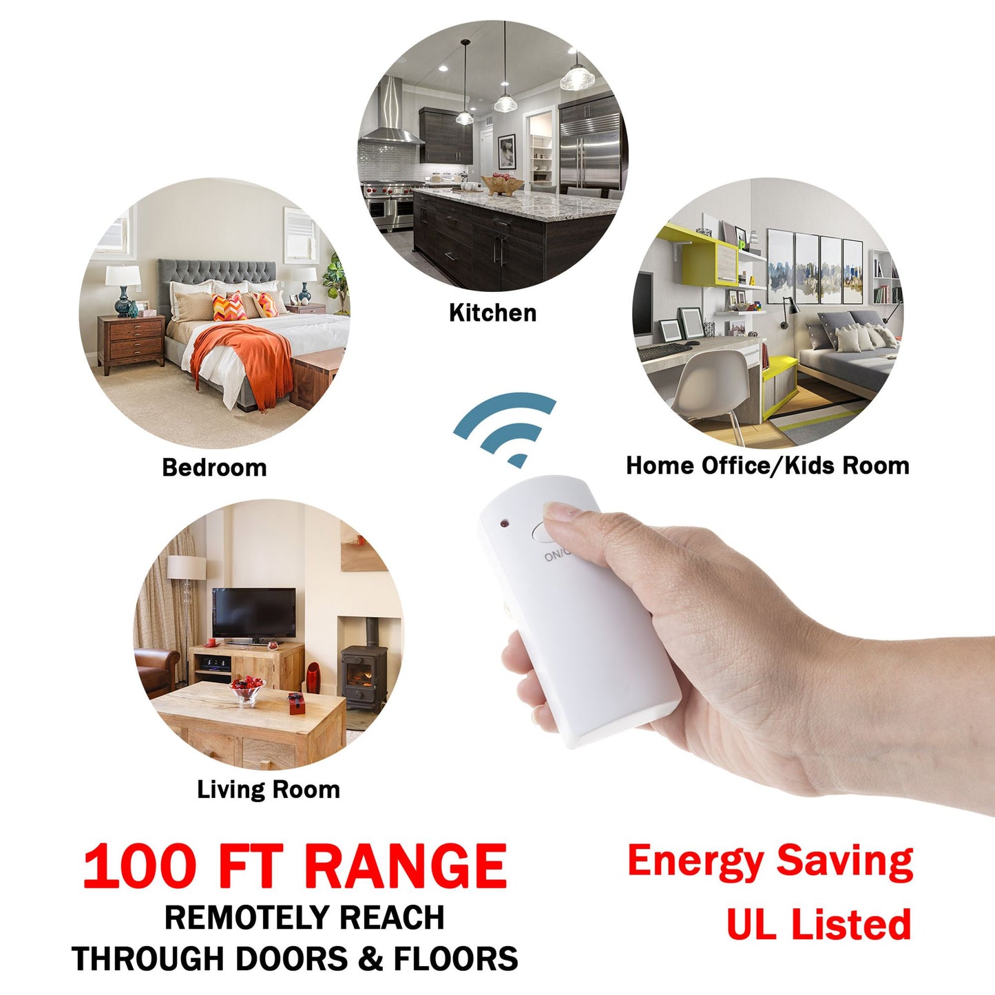 Indoor Wireless Electrical Outlet Plug With Programmable Remote Control For Home Appliances, Lamps, Lighting and Electrical Equipment By Lavish Home