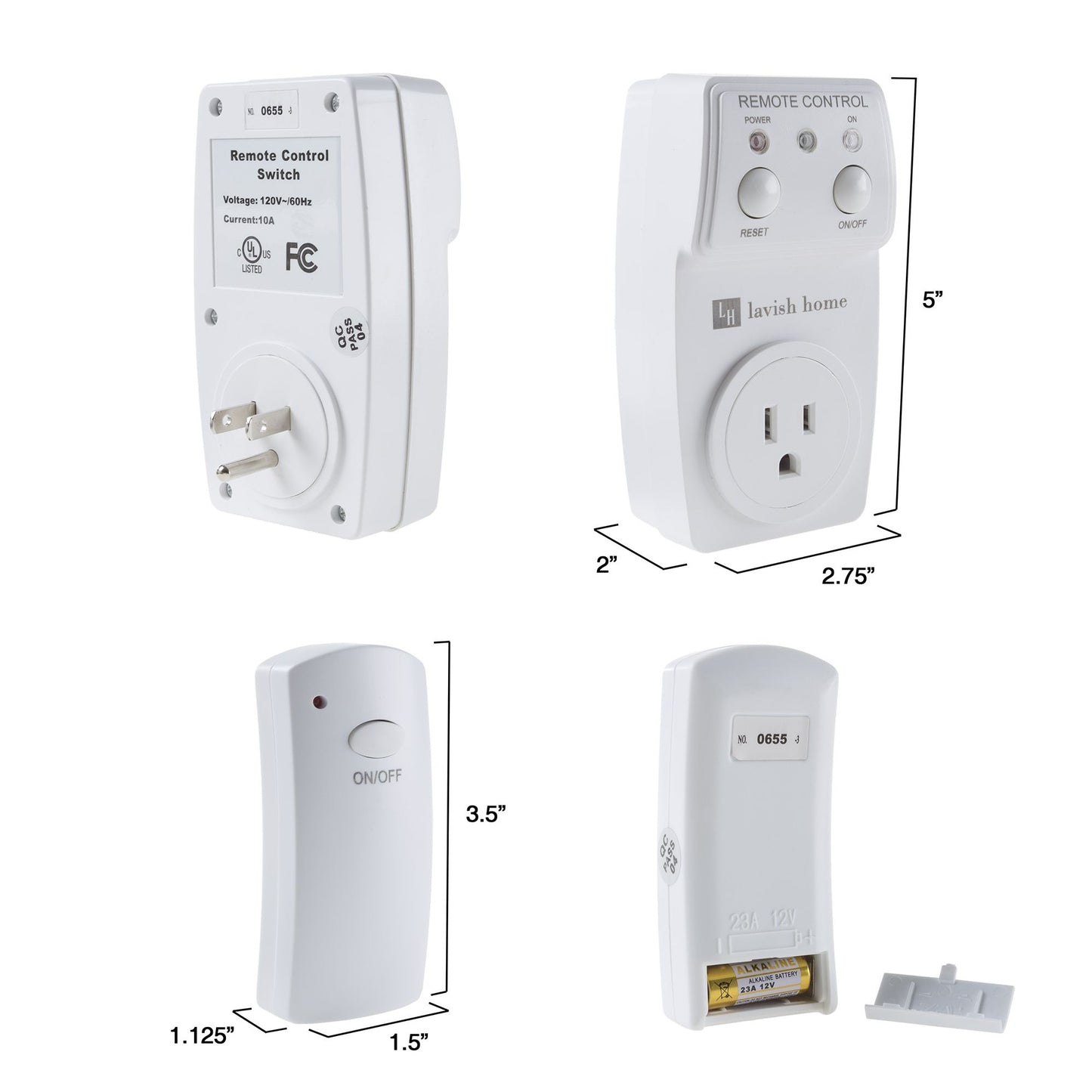 Indoor Wireless Electrical Outlet Plug With Programmable Remote Control For Home Appliances, Lamps, Lighting and Electrical Equipment By Lavish Home