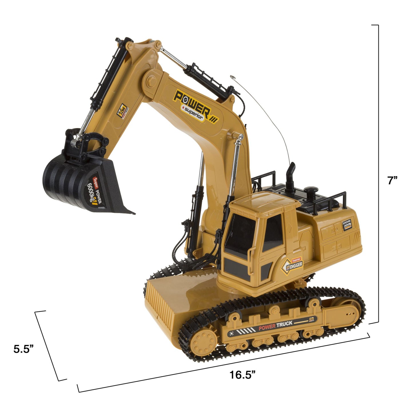 Remote Control Tractor Excavator Construction Toy with Movable Claw, Rechargeable Battery with Sound for Boys and Girls by Hey! Play!