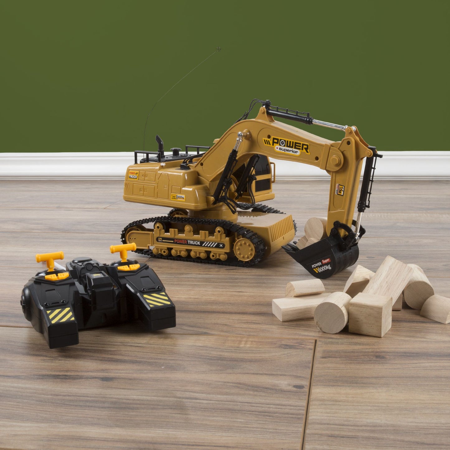 Remote Control Tractor Excavator Construction Toy with Movable Claw, Rechargeable Battery with Sound for Boys and Girls by Hey! Play!