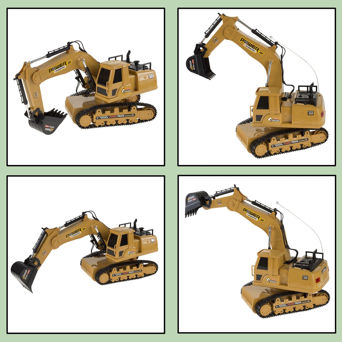 Remote Control Tractor Excavator Construction Toy with Movable Claw, Rechargeable Battery with Sound for Boys and Girls by Hey! Play!