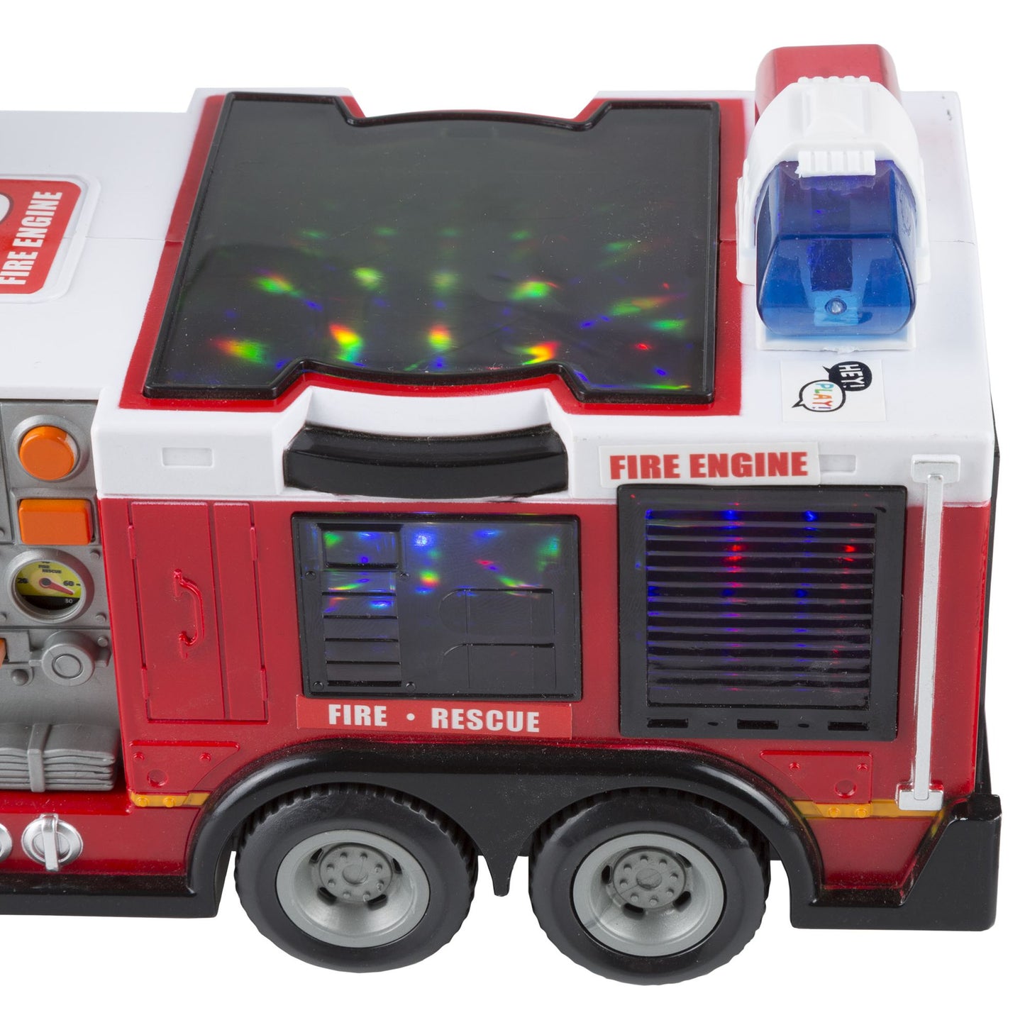Toy Fire Truck with Extending Ladder, Battery-Powered Lights, Siren Sounds and Bump-n-Go Movement for Toddlers Boys and Girls by Hey! Play!