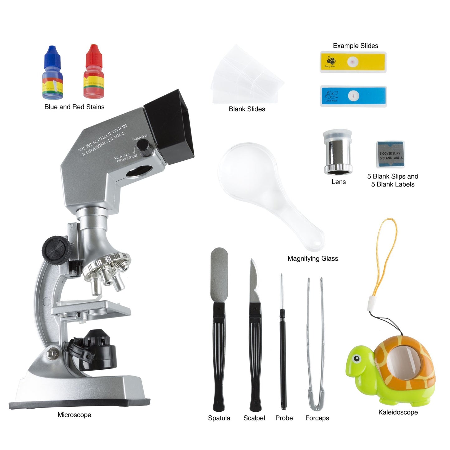 Microscope for Kids, 18 Piece Educational Science Set, 4 Way Magnification form 100x to 900x with Projection Viewing for Boys and Girls by Hey! Play!