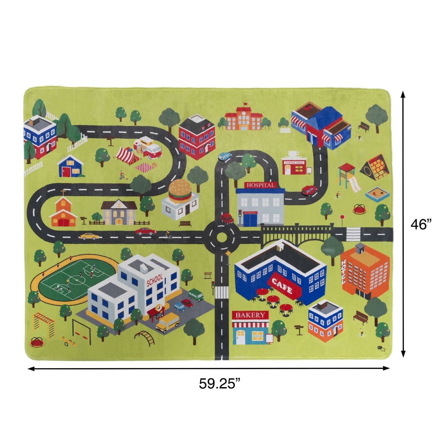 Baby Play Mat for Kids, Microfiber Flannel Fleece & Foam Mat with Non Slip Back and City Scene for Toddlers, Boys and Girls by Hey! Play!
