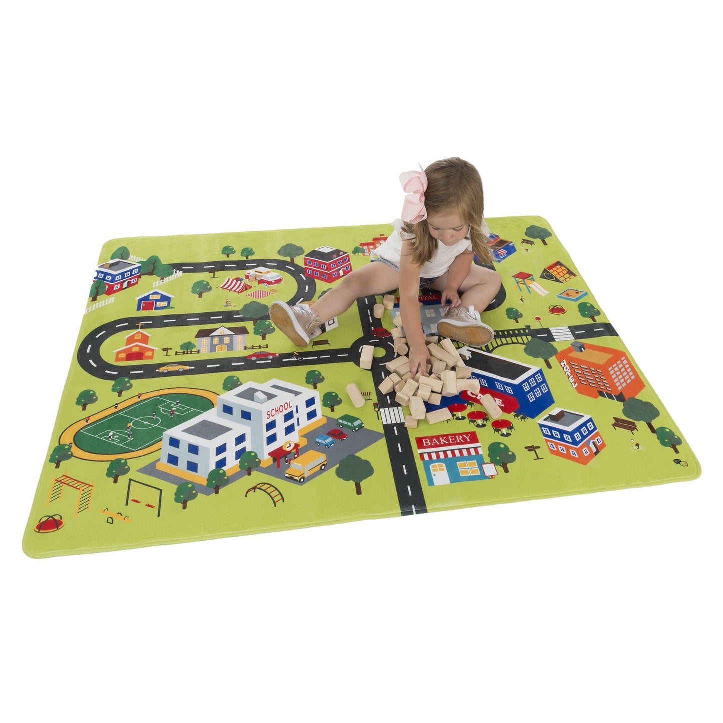 Baby Play Mat for Kids, Microfiber Flannel Fleece & Foam Mat with Non Slip Back and City Scene for Toddlers, Boys and Girls by Hey! Play!