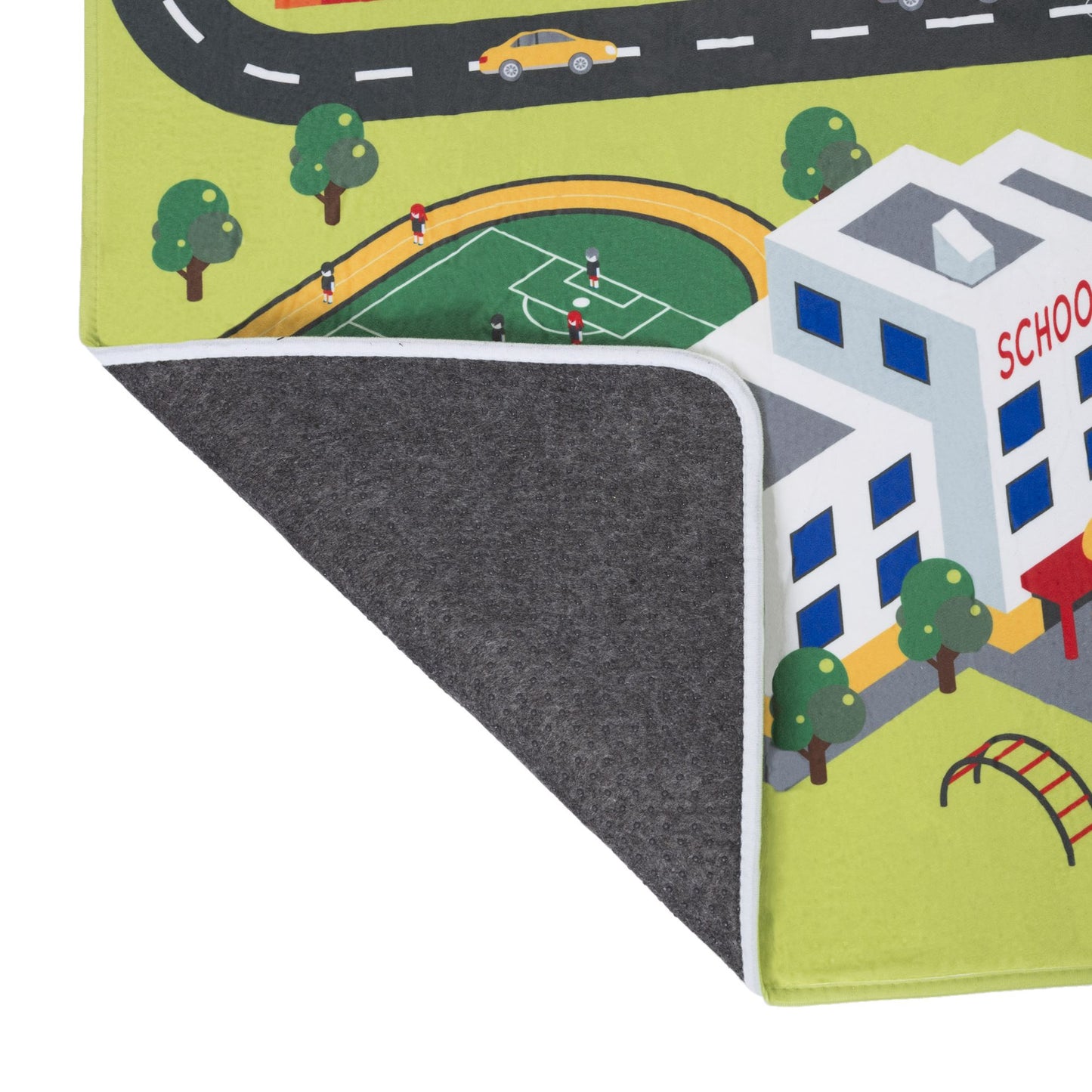 Baby Play Mat for Kids, Microfiber Flannel Fleece & Foam Mat with Non Slip Back and City Scene for Toddlers, Boys and Girls by Hey! Play!