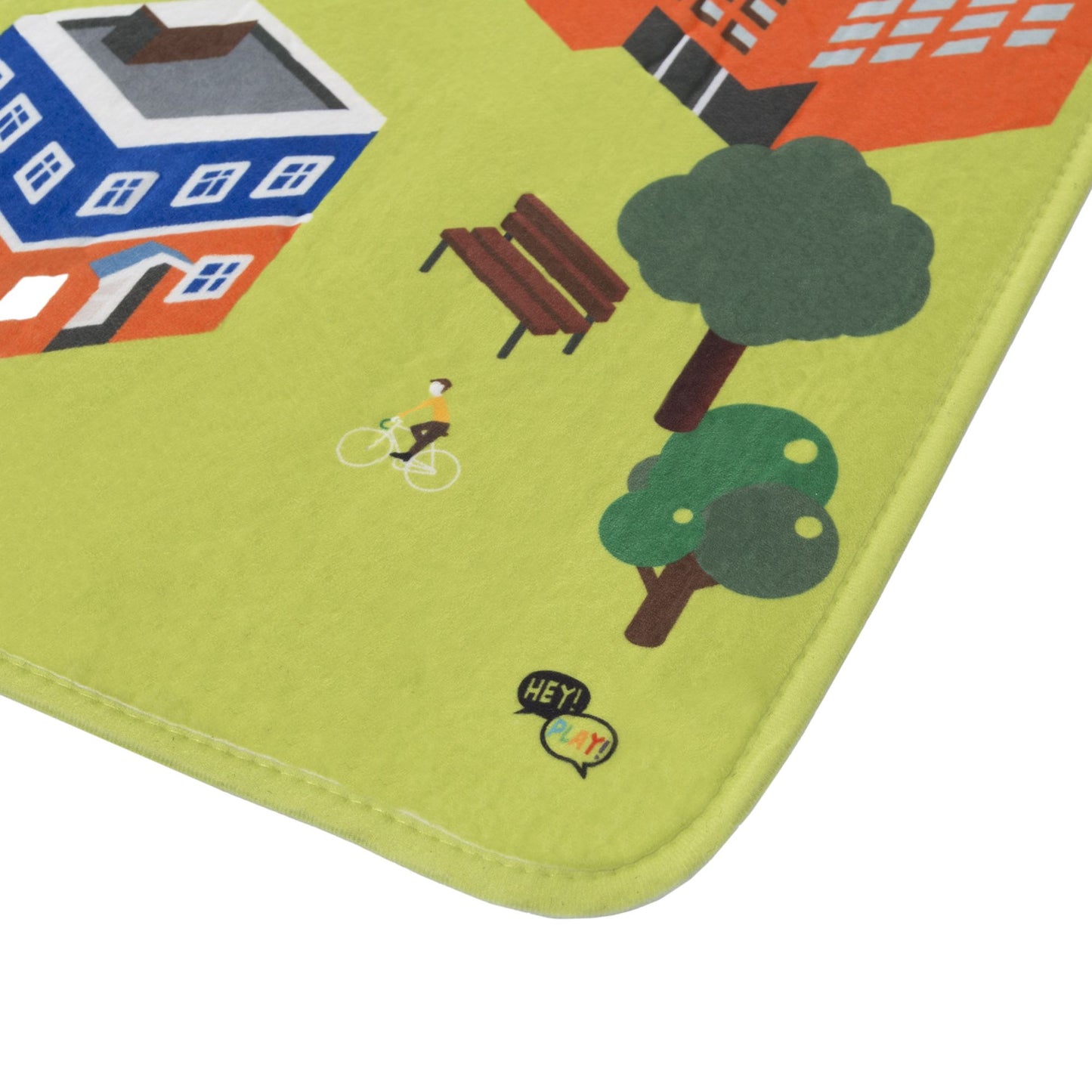 Baby Play Mat for Kids, Microfiber Flannel Fleece & Foam Mat with Non Slip Back and City Scene for Toddlers, Boys and Girls by Hey! Play!