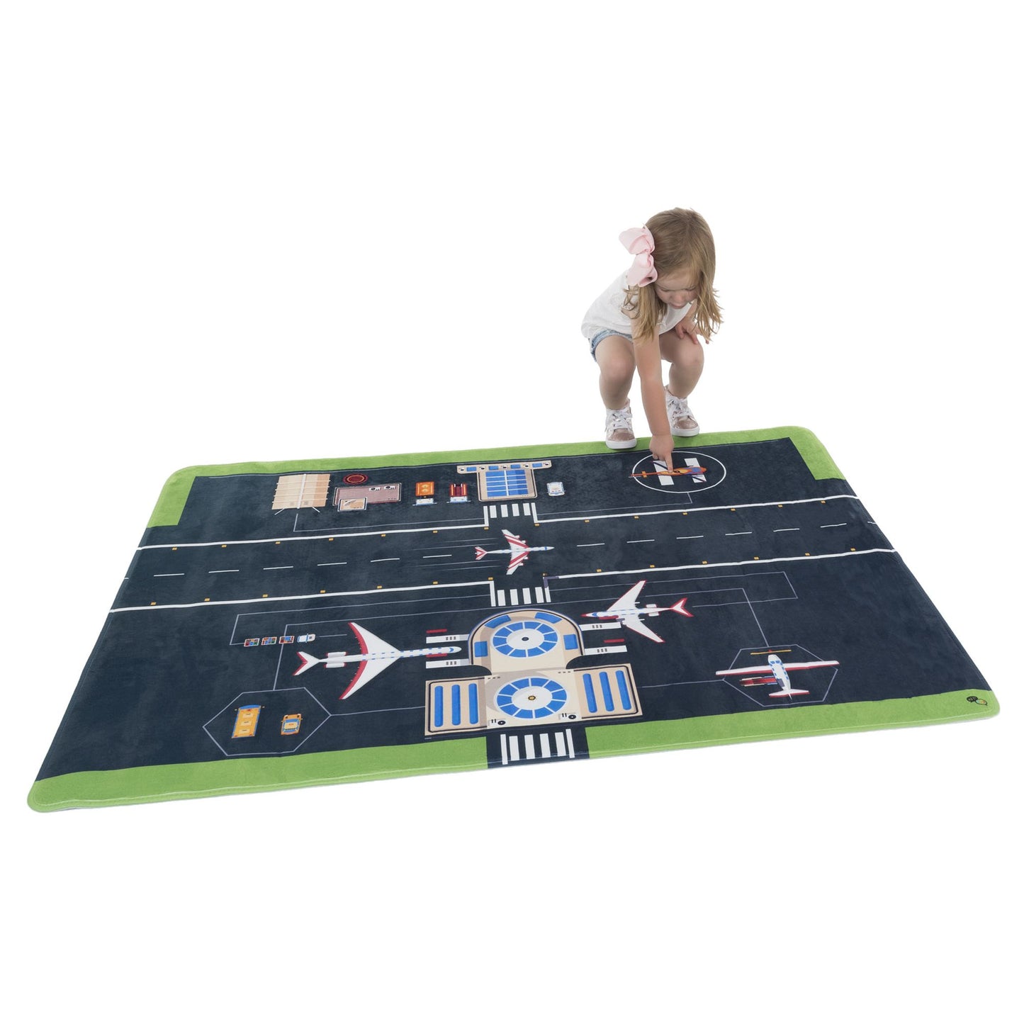 Baby Play Mat for Kids, Microfiber Flannel Fleece & Foam Mat with Non Slip Back and Airport Scene for Toddlers, Boys and Girls by Hey! Play!