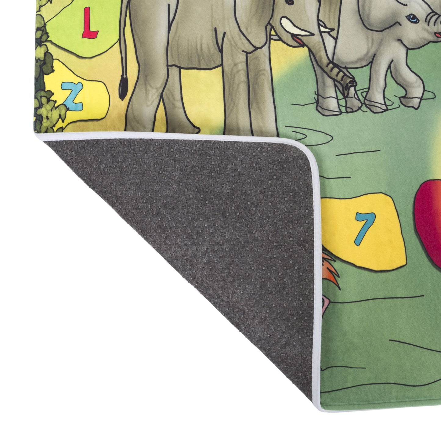 Baby Play Mat for Kids, Microfiber Flannel Fleece & Foam Mat Nonslip Back Safari Animals, Letters & Numbers for Toddlers Boys and Girls by Hey! Play!