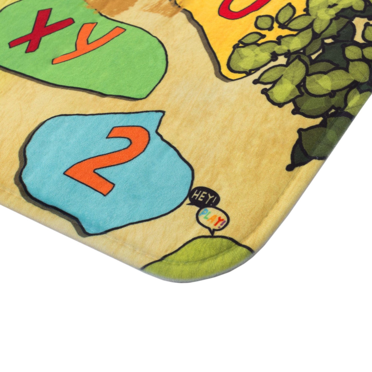 Baby Play Mat for Kids, Microfiber Flannel Fleece & Foam Mat Nonslip Back Safari Animals, Letters & Numbers for Toddlers Boys and Girls by Hey! Play!