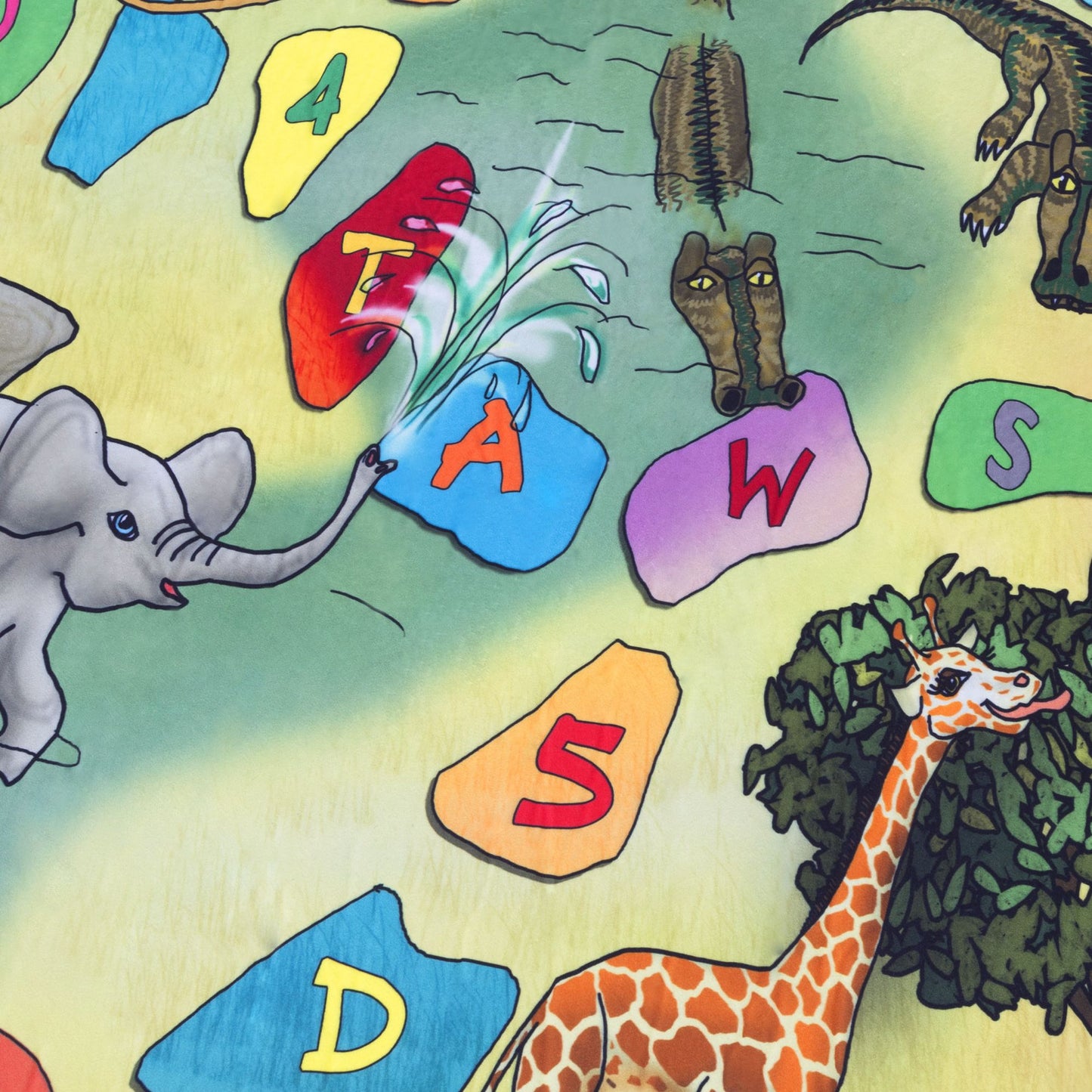 Baby Play Mat for Kids, Microfiber Flannel Fleece & Foam Mat Nonslip Back Safari Animals, Letters & Numbers for Toddlers Boys and Girls by Hey! Play!