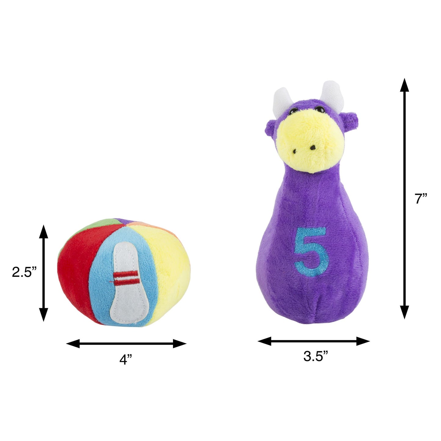 Kids Bowling Set with Six Numbered Plush Animal Pins and Plush Ball with Carrying Case Developmental Toy for Toddlers Boys and Girls by Hey! Play!