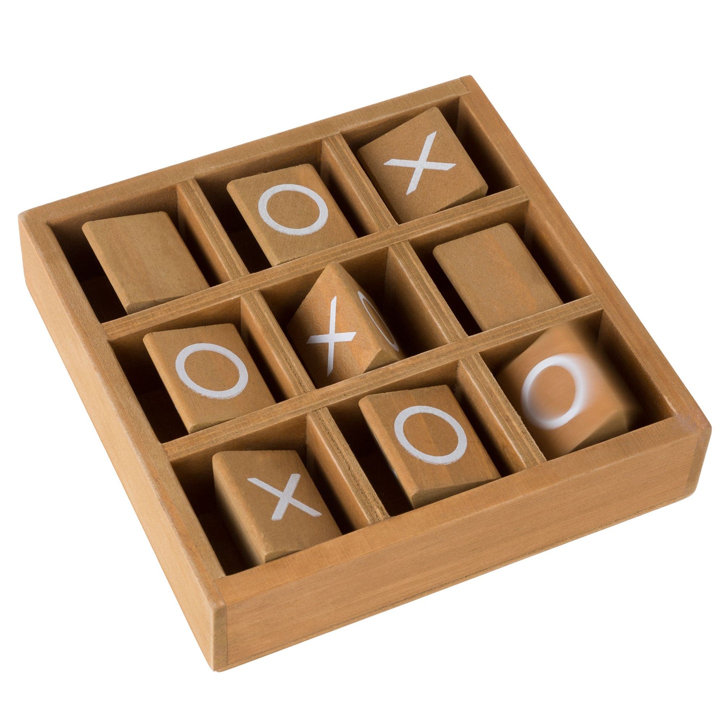 Tic-Tac-Toe Small Wooden Travel Game with Fixed, Spinning Pieces - Traveling Board Game for Adults, Kids, Boys and Girls by Hey! Play!
