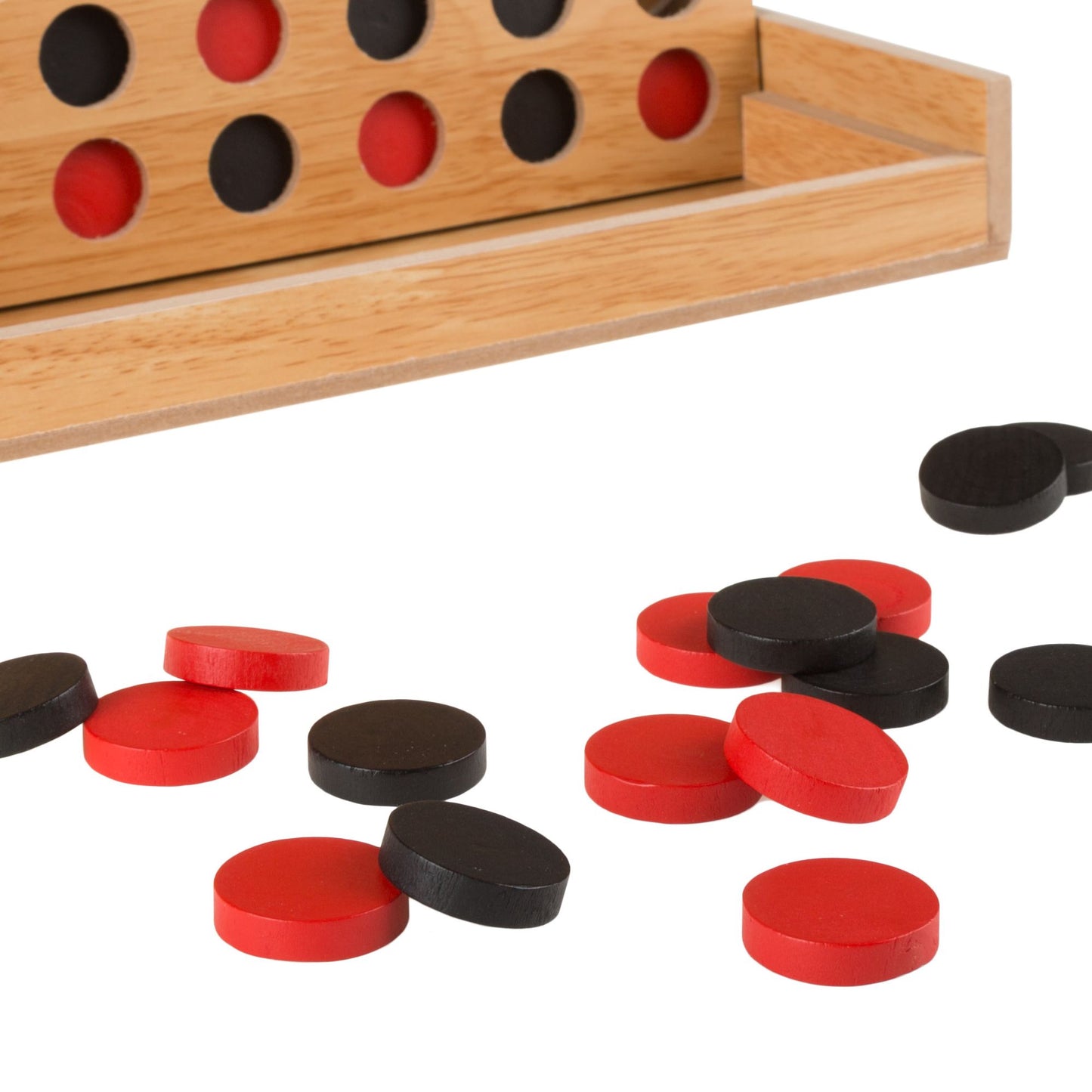 Classic Four in a Row Game Wooden Travel Board Game for Adults, Kids, Boys and Girls by Hey! Play!
