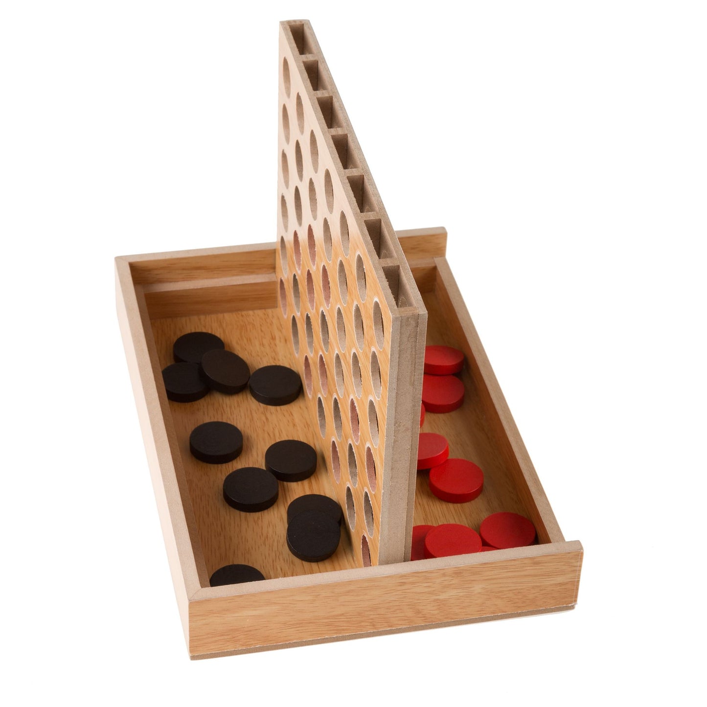 Classic Four in a Row Game Wooden Travel Board Game for Adults, Kids, Boys and Girls by Hey! Play!