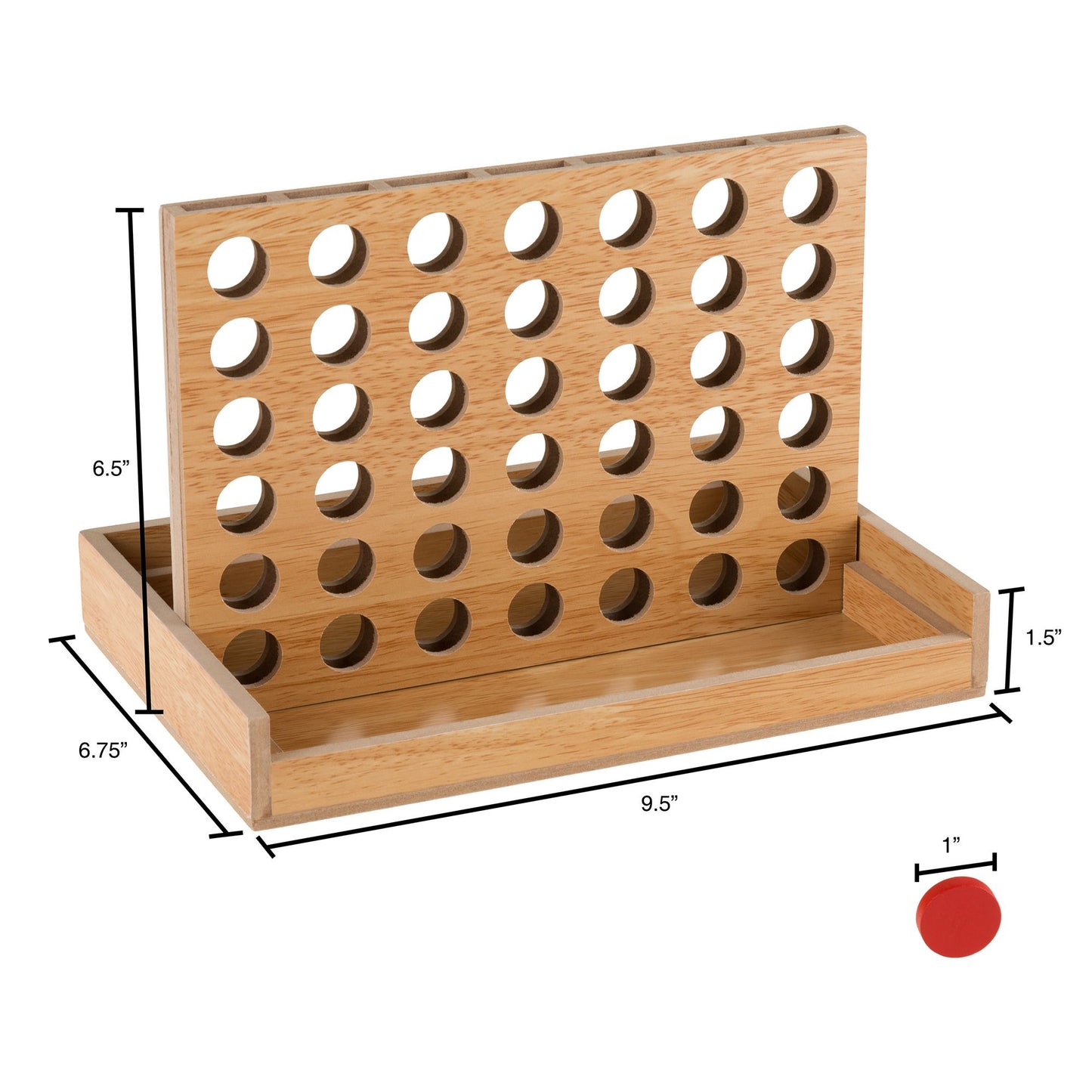 Classic Four in a Row Game Wooden Travel Board Game for Adults, Kids, Boys and Girls by Hey! Play!
