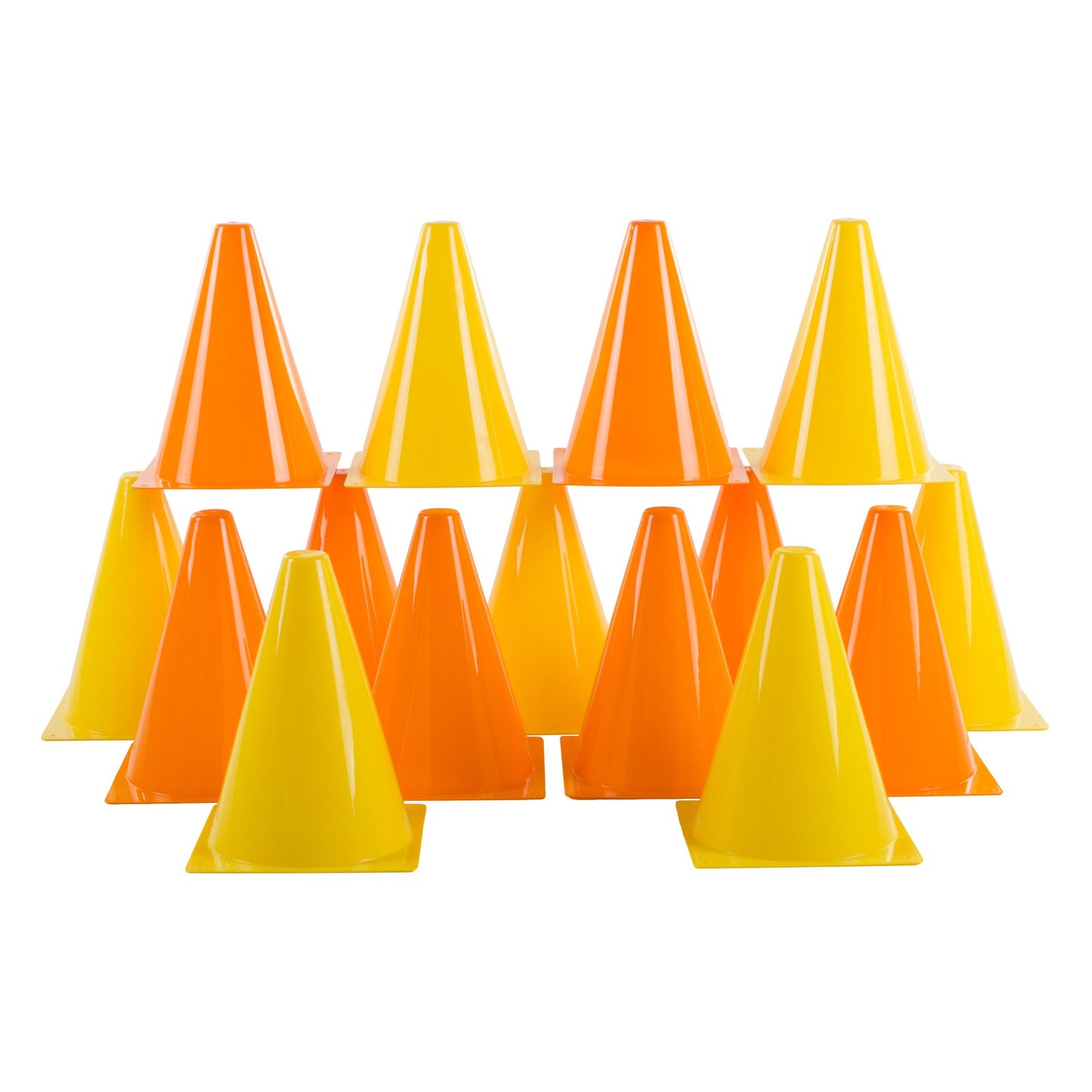 Traffic Safety Cones, Set of 15- Plastic, Colorful, Flexible for Kids Indoor and Outdoor Games, Sports Training, Driving, or Barriers by Hey! Play!