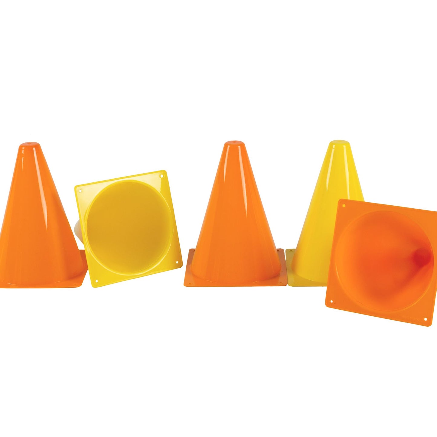 Traffic Safety Cones, Set of 15- Plastic, Colorful, Flexible for Kids Indoor and Outdoor Games, Sports Training, Driving, or Barriers by Hey! Play!