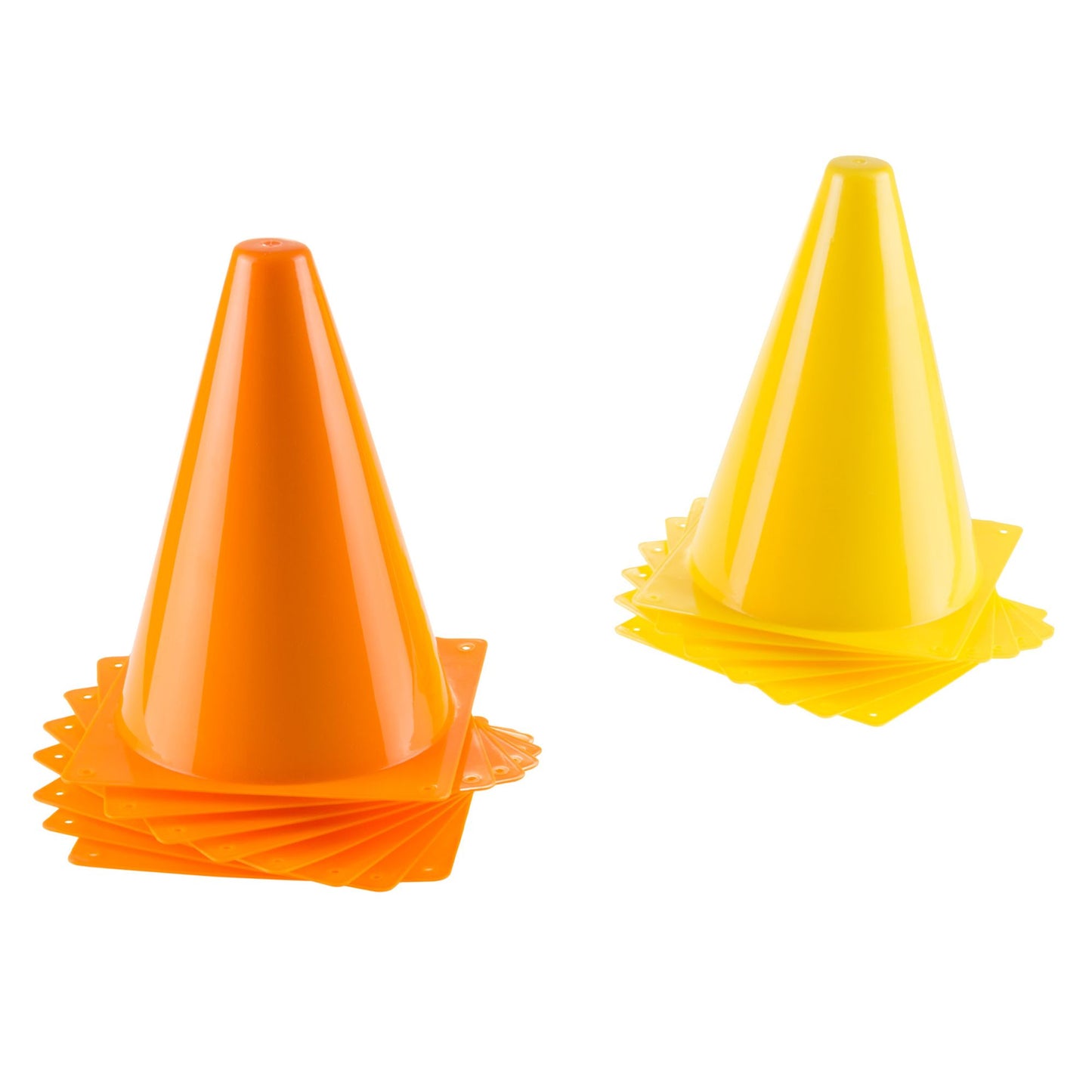 Traffic Safety Cones, Set of 15- Plastic, Colorful, Flexible for Kids Indoor and Outdoor Games, Sports Training, Driving, or Barriers by Hey! Play!