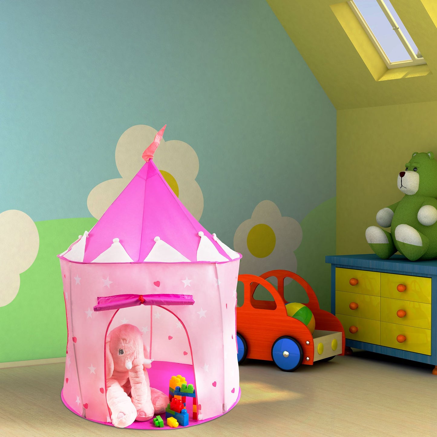 Kids Play Tent, Princess Castle- Pop Up Girls Playhouse Hut for Indoor/Outdoor, Pink Playroom Toy- Foldable with Carrying Bag by Hey! Play!
