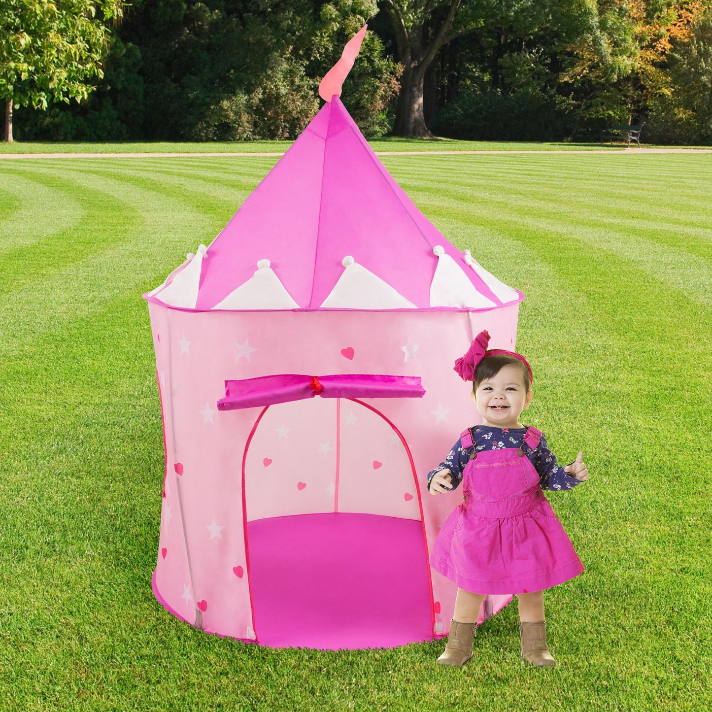 Kids Play Tent, Princess Castle- Pop Up Girls Playhouse Hut for Indoor/Outdoor, Pink Playroom Toy- Foldable with Carrying Bag by Hey! Play!