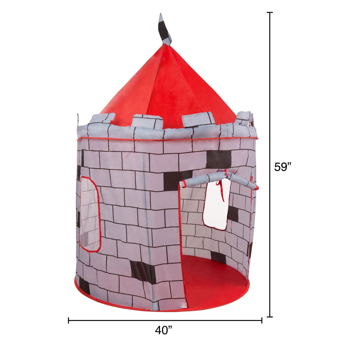 Kids Play Tent, Knight Castle- Pop Up Boys Playhouse Hut for Indoor/Outdoor, Red and Gray Playroom Toy- Foldable with Carrying Bag by Hey! Play!