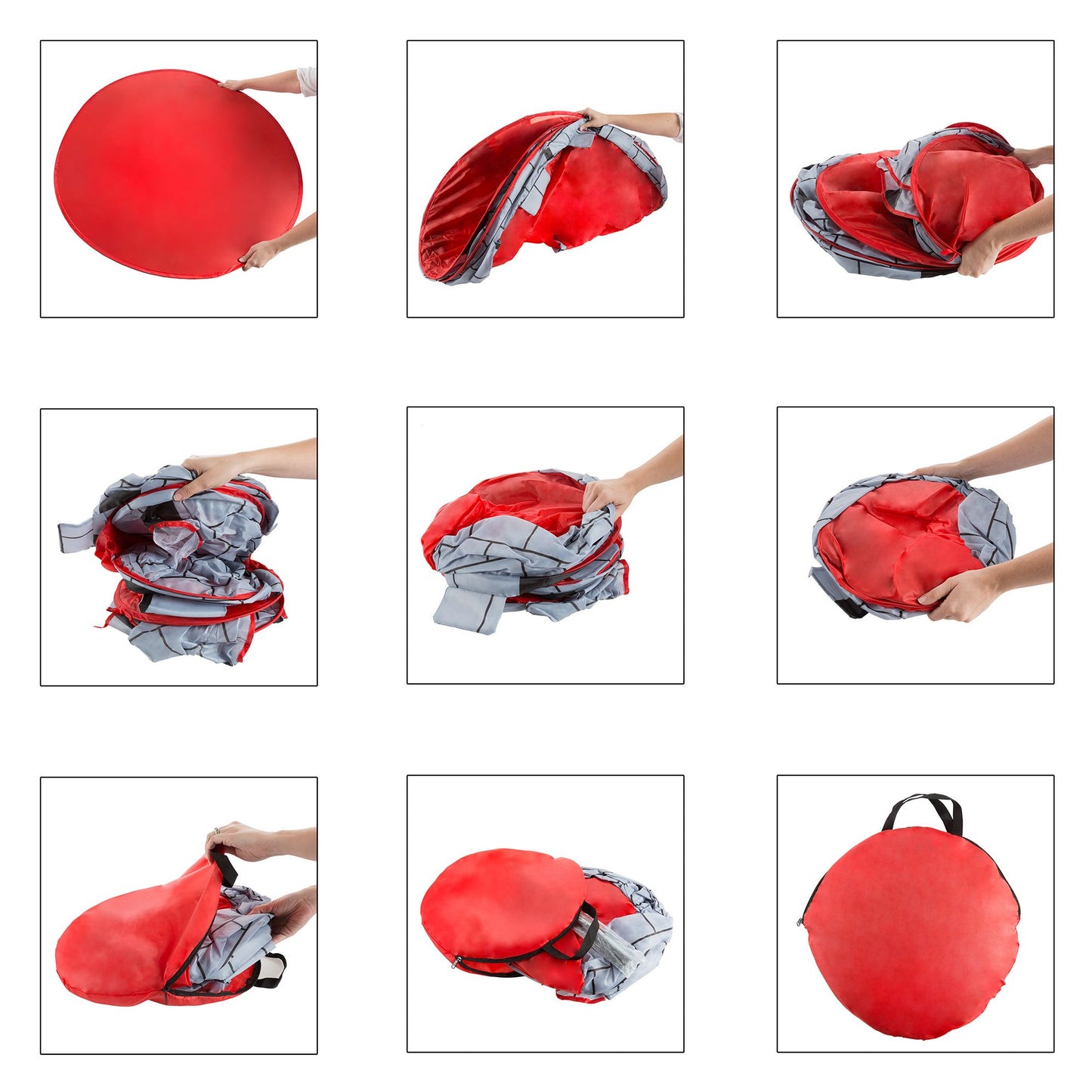 Kids Play Tent, Knight Castle- Pop Up Boys Playhouse Hut for Indoor/Outdoor, Red and Gray Playroom Toy- Foldable with Carrying Bag by Hey! Play!