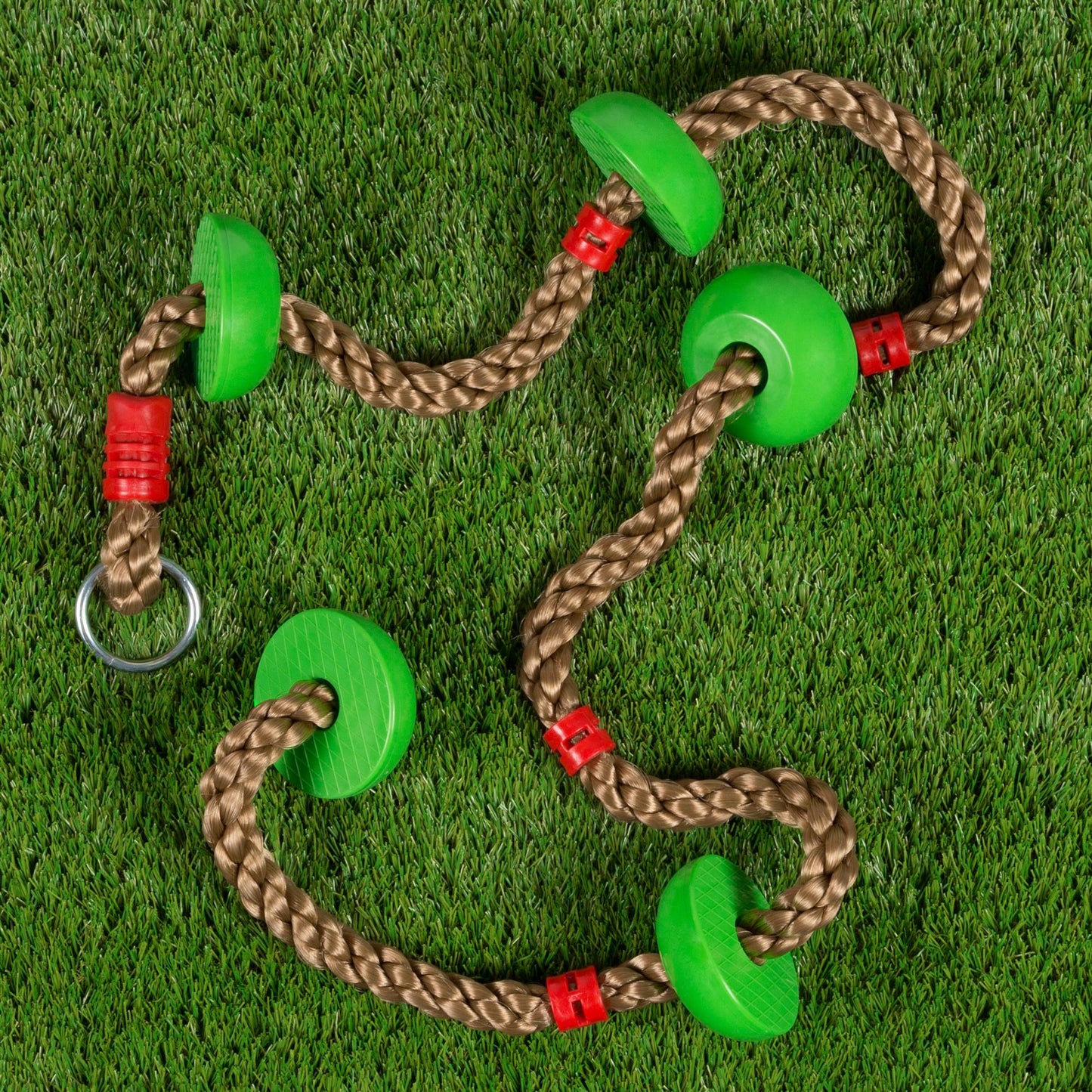 Climbing Rope Knotted Tree Swing Ladder- Kids Backyard Balance Equipment for Strength, Exercise and Healthy Fun for Boys and Girls by Hey! Play!