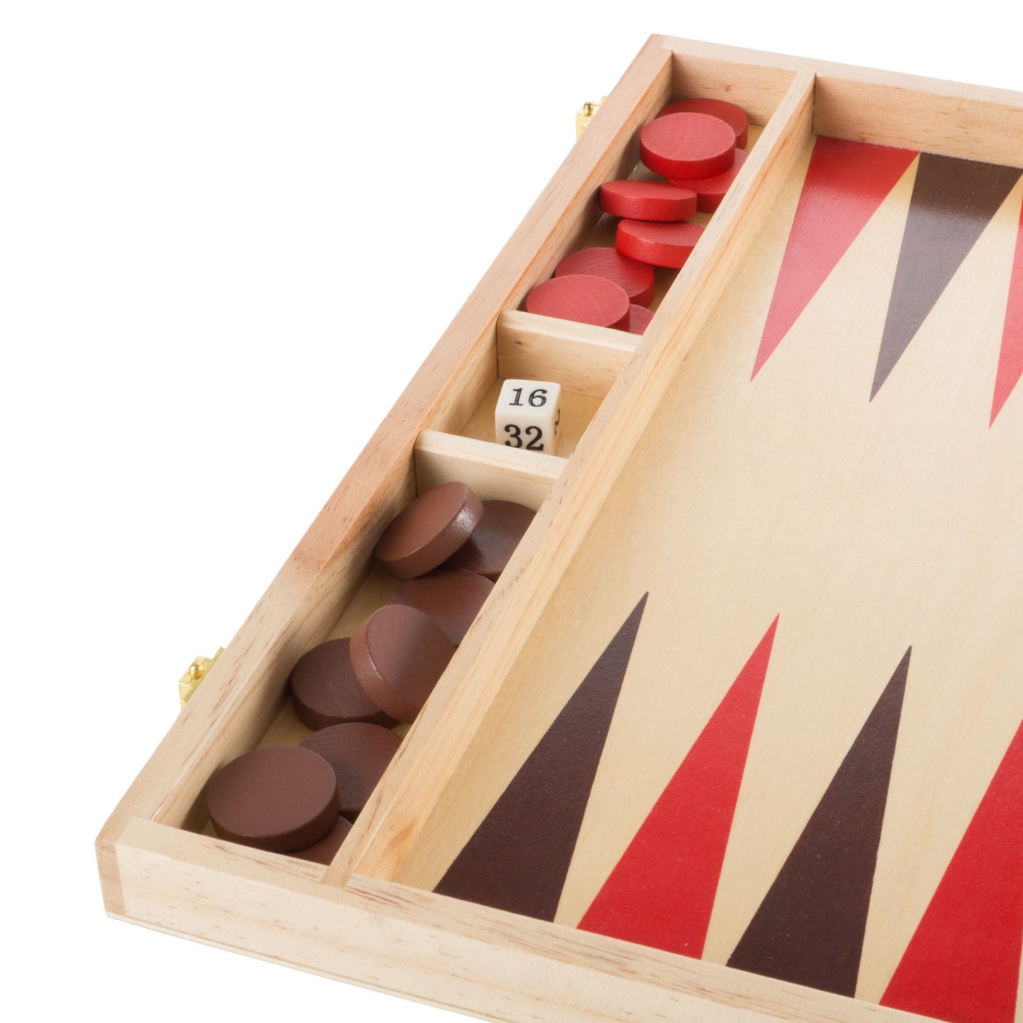 Wood Backgammon Board Game Complete Set With Folding Board for Storage, Portable Handle, and Full Game Accessories for Adults and Kids by Hey! Play!