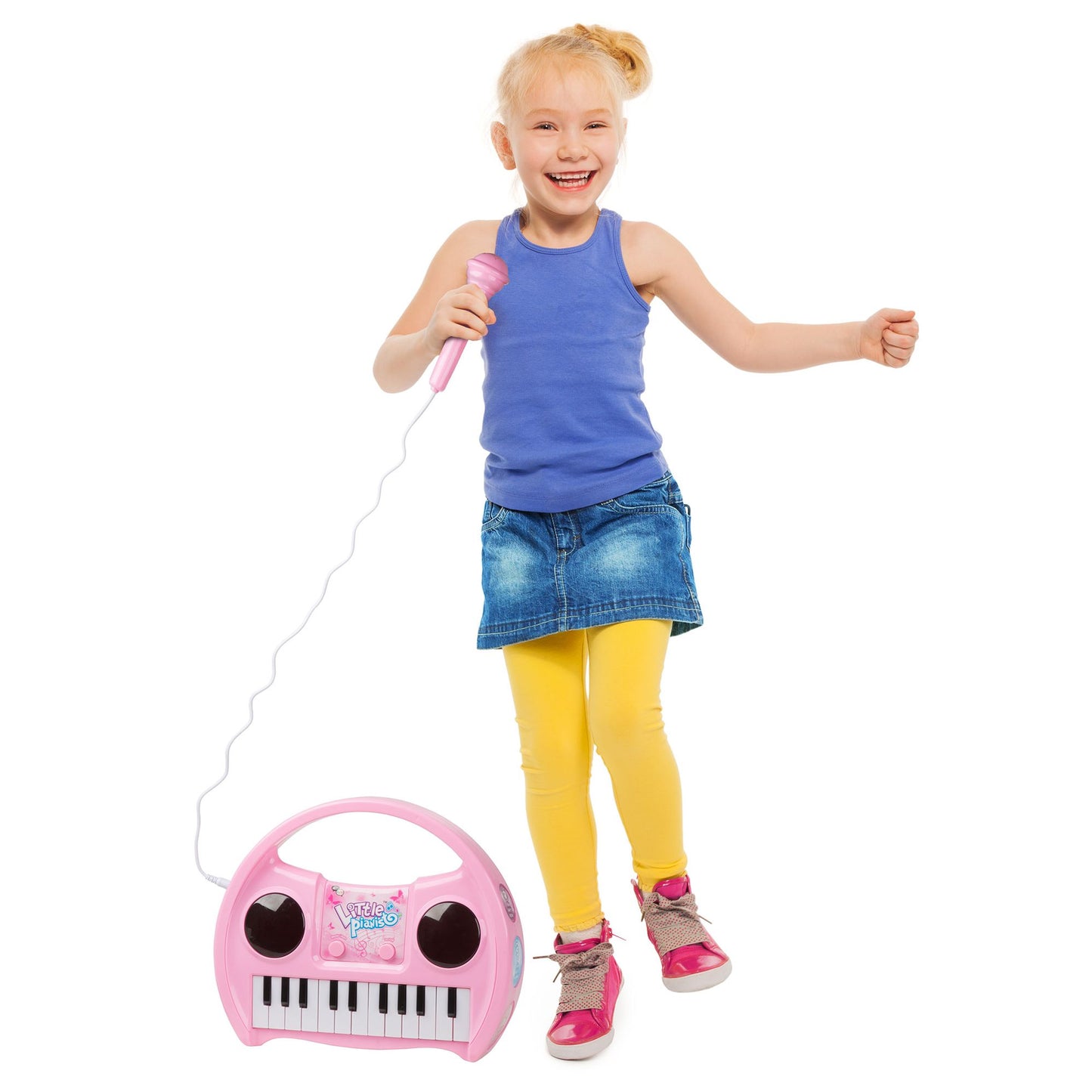 Kids Karaoke Machine with Microphone, Includes Musical Keyboard & Lights - Battery Operated Portable Singing Machine for Boys and Girls by Hey! Play!