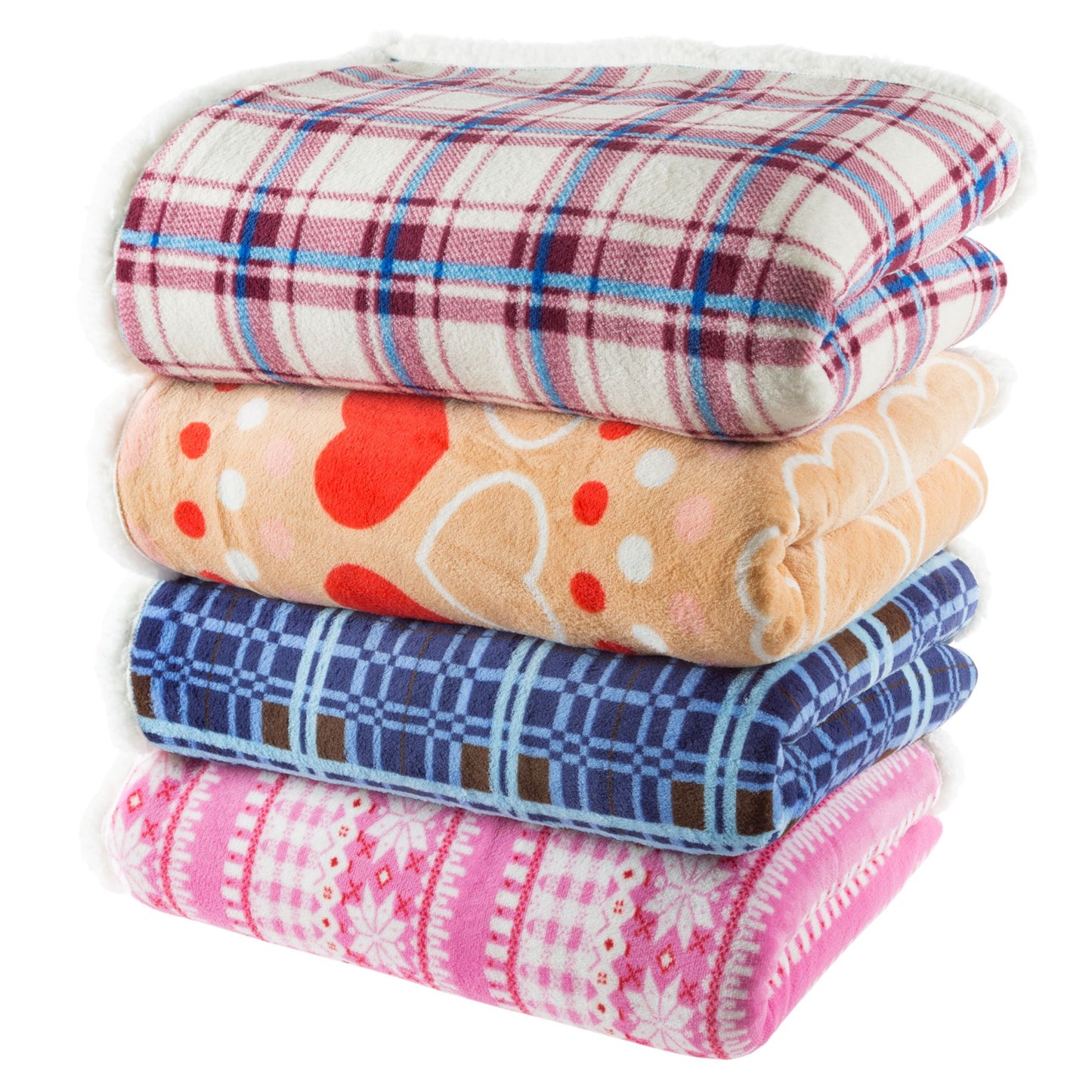 Sherpa Fleece Throw Blanket With Blue and Brown Plaid Pattern Lightweight Hypoallergenic Bed or Couch Soft Plush Blanket (60" x 70") by Lavish Home