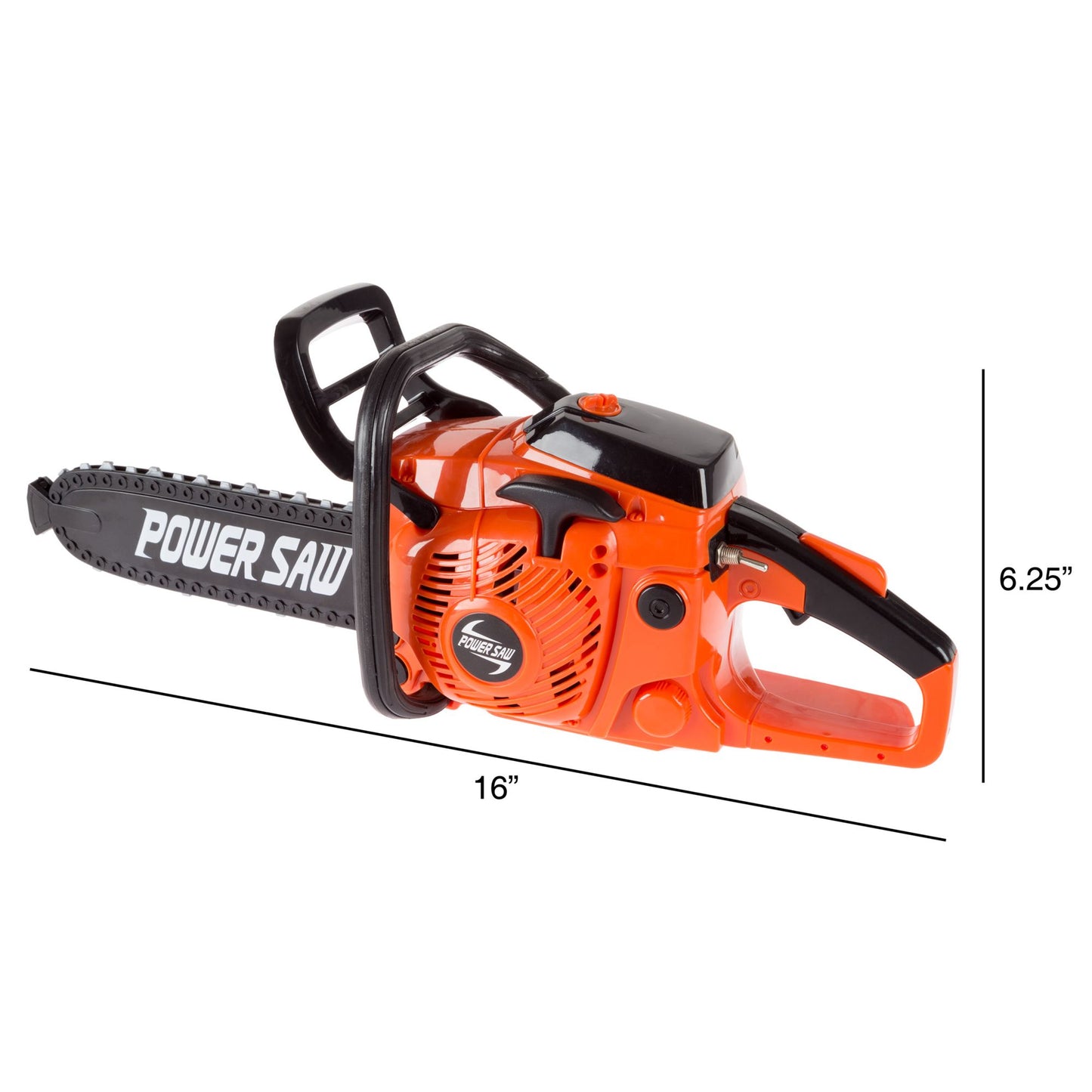 Toy Chainsaw for Boys and Girls Outdoor Power Tool for Pretend Play-Battery Powered with Pull Cord, Rotating Chain and Realistic Sounds by Hey! Play!