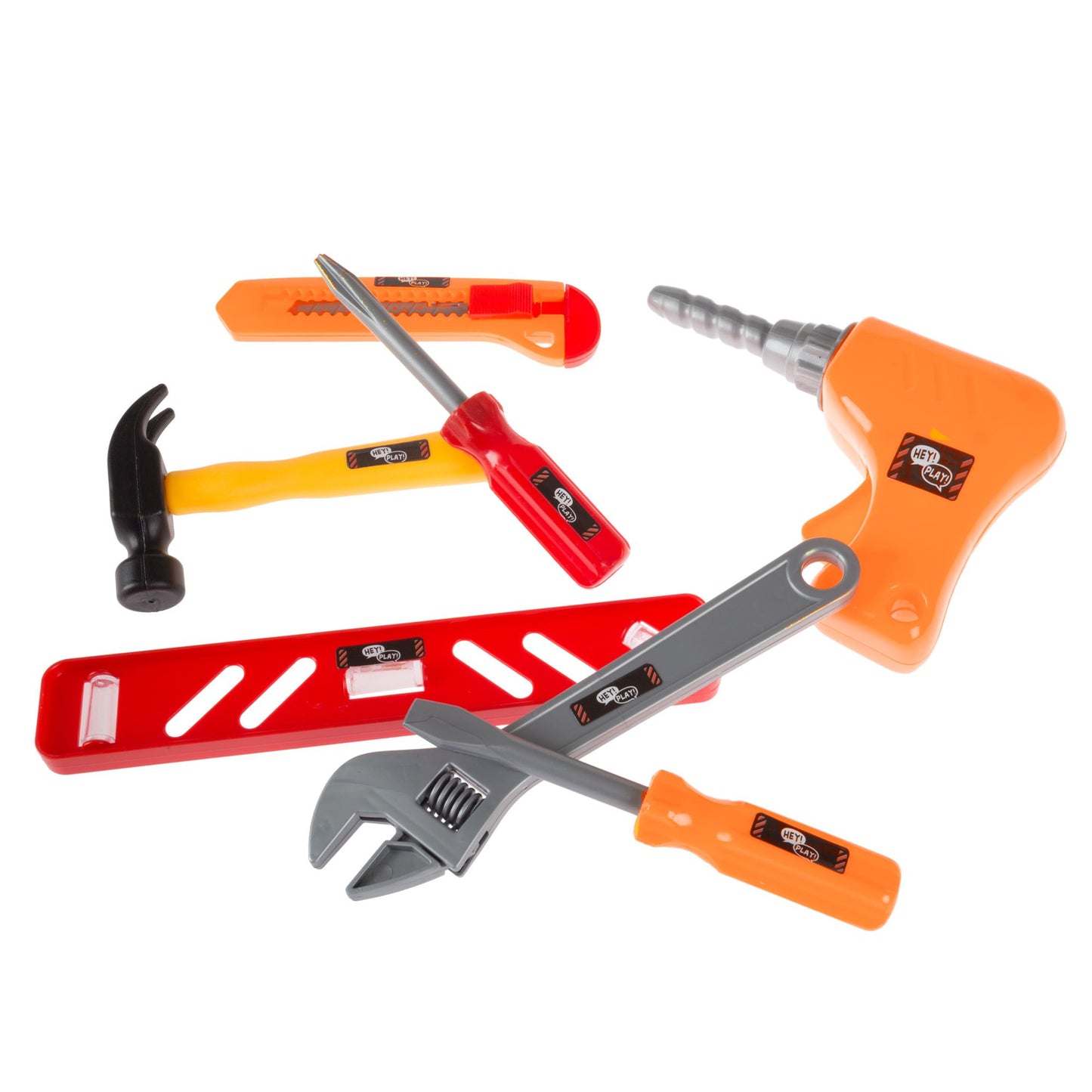 40-Piece Toy Tool Box Set Pretend Play Construction Handyman Set for Boys and Girls-Includes Hammer, Screwdrivers, Drill, Bolts and More by Hey! Play!