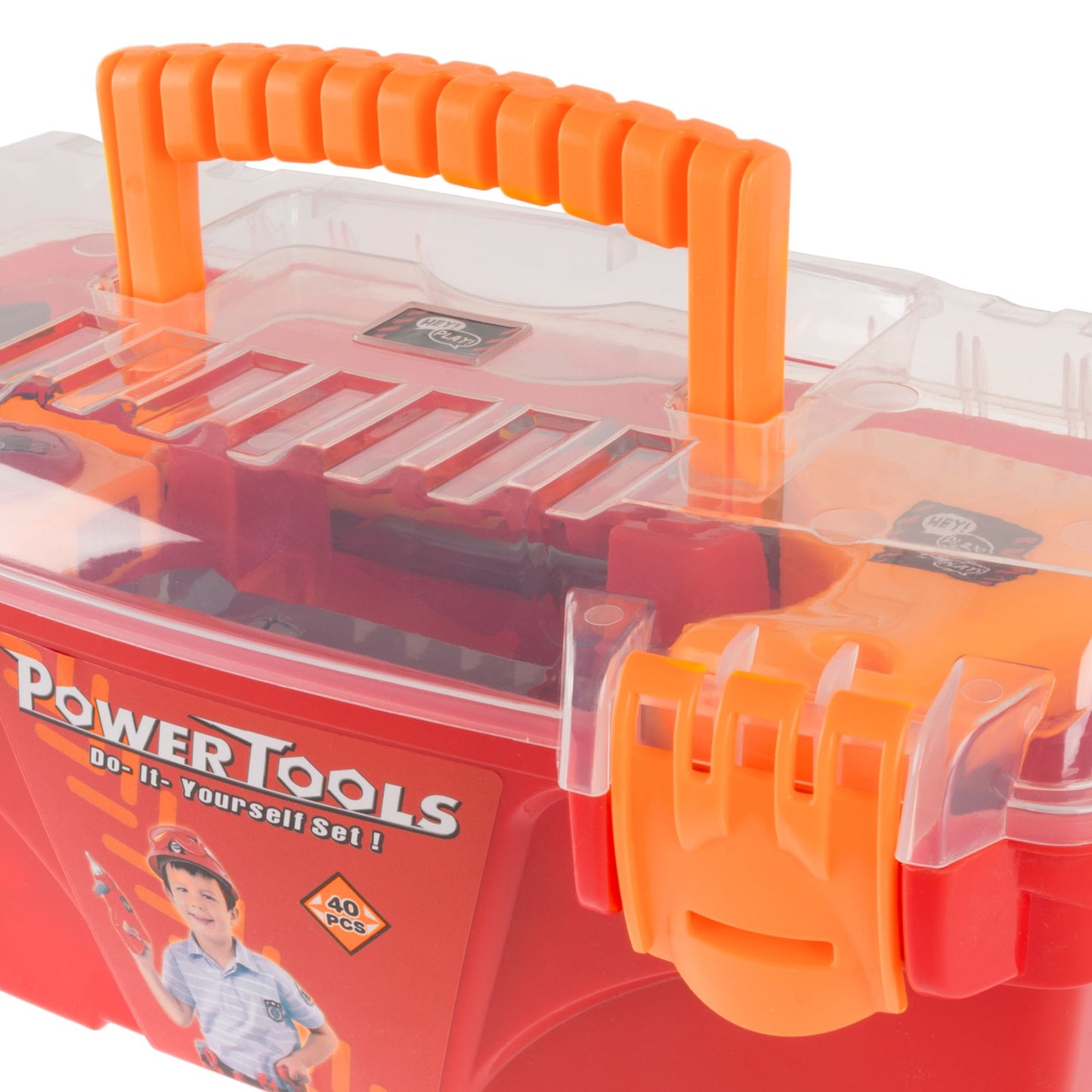 40-Piece Toy Tool Box Set Pretend Play Construction Handyman Set for Boys and Girls-Includes Hammer, Screwdrivers, Drill, Bolts and More by Hey! Play!