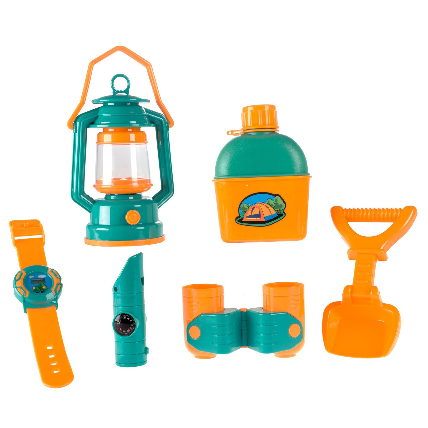 Pretend Play Camping Set with Lantern, Compass, Binoculars, Canteen and More Toy Camp Gear for Indoor/Outdoor Use for Boys and Girls By Hey! Play!