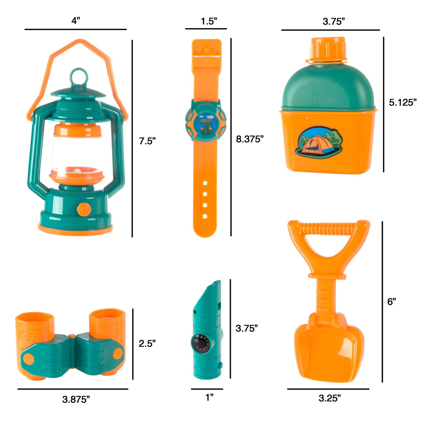 Pretend Play Camping Set with Lantern, Compass, Binoculars, Canteen and More Toy Camp Gear for Indoor/Outdoor Use for Boys and Girls By Hey! Play!