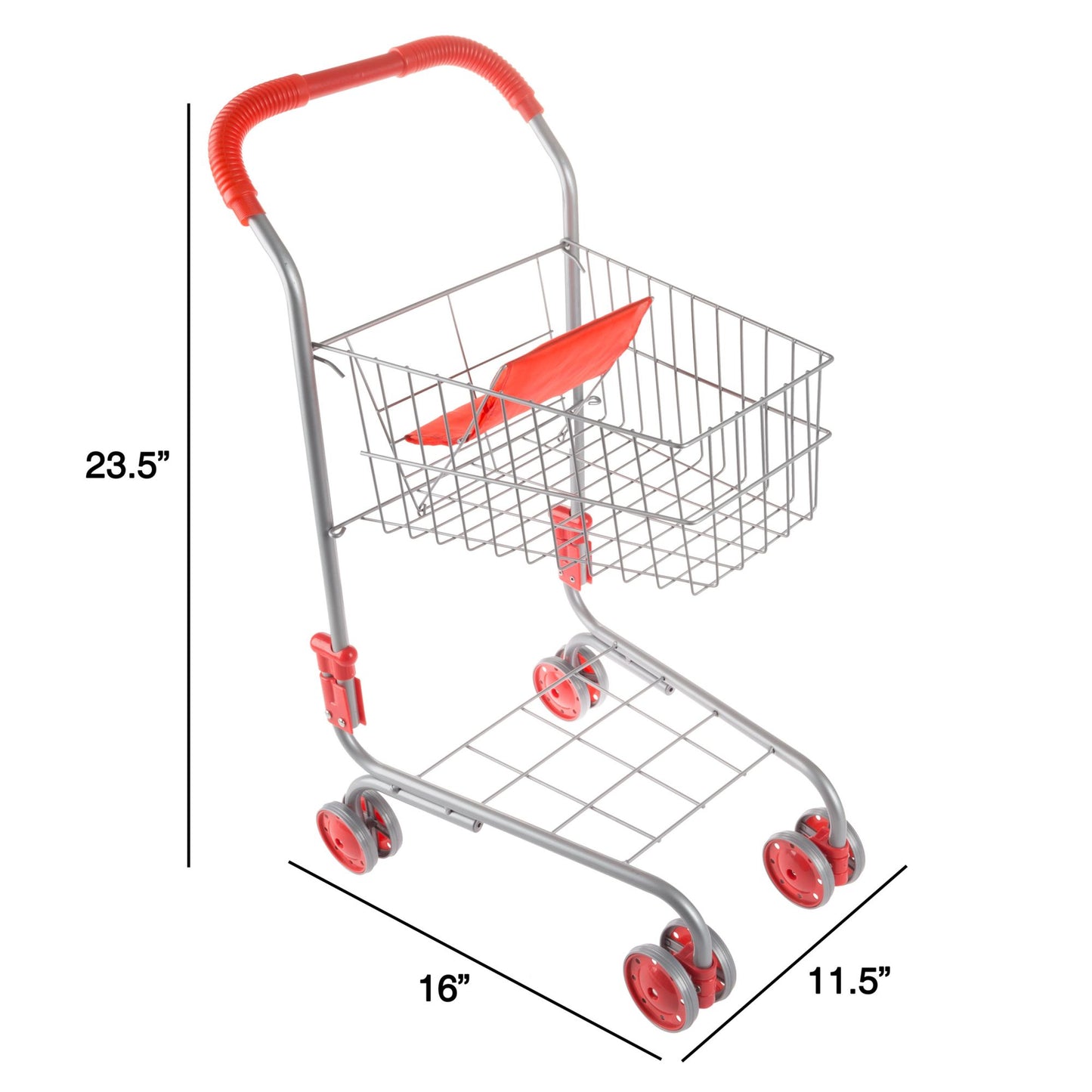 Pretend Play Shopping Cart Toy Grocery Cart With Pivoting Front Wheels and Folds for Easy Storage for Kids, Boys and Girls By Hey! Play!
