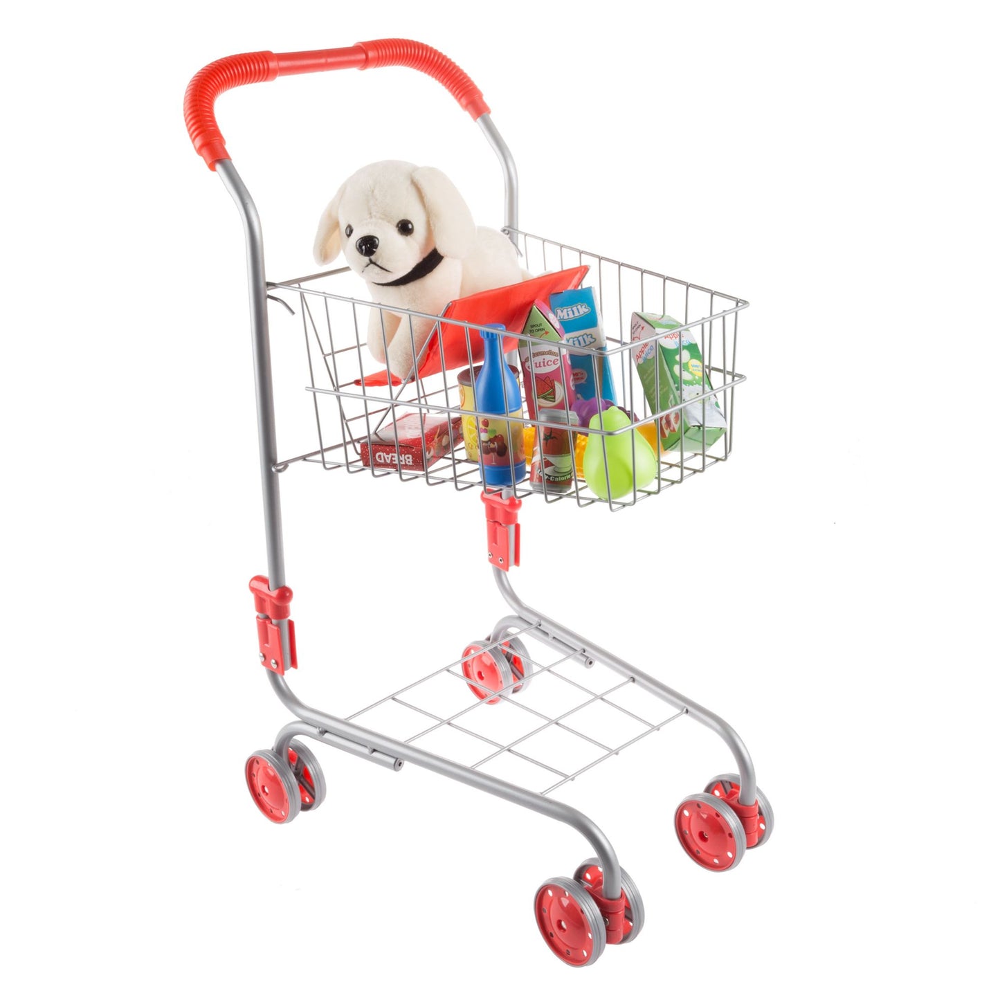Pretend Play Shopping Cart Toy Grocery Cart With Pivoting Front Wheels and Folds for Easy Storage for Kids, Boys and Girls By Hey! Play!