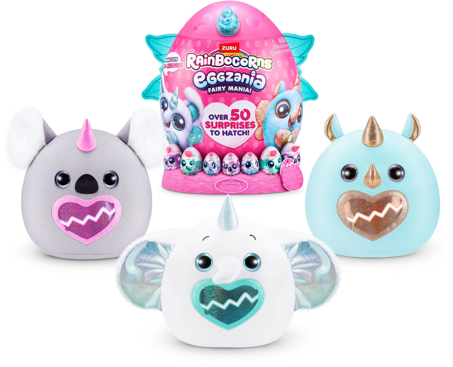 S001-RAINBOCORN - EGGZANIA FAIRY MANIA - SERIES 1 - PLUSH SOFT LARGE - 4 PCS/CTN