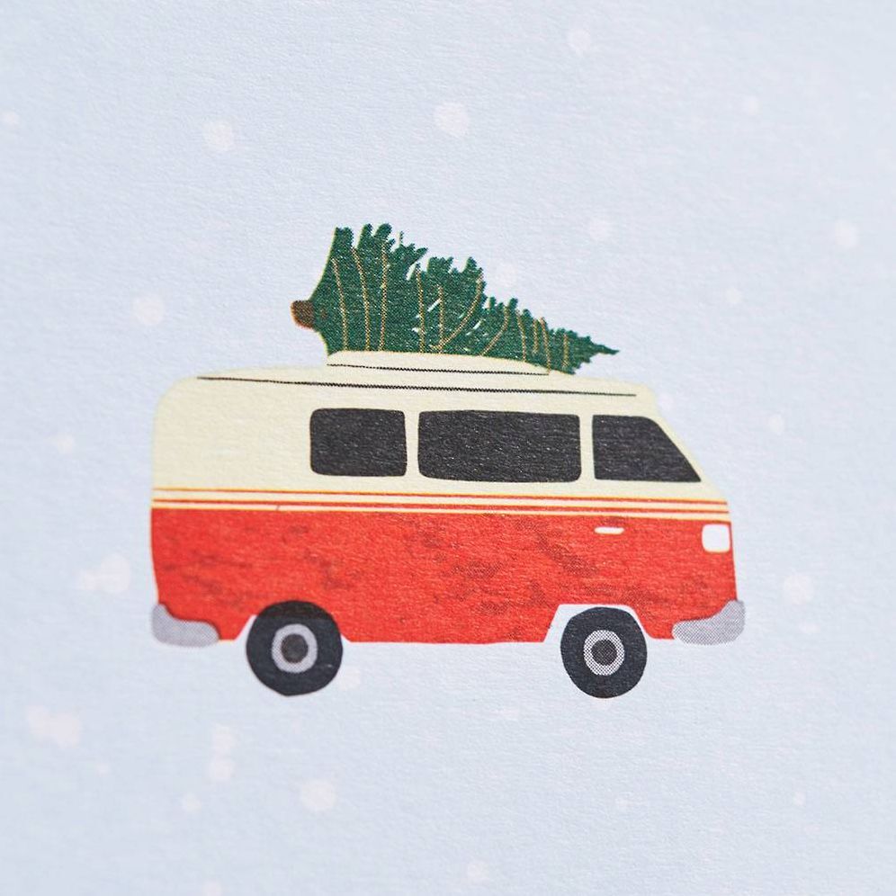 Medium Vintage Cars and Christmas Trees Gift Bag