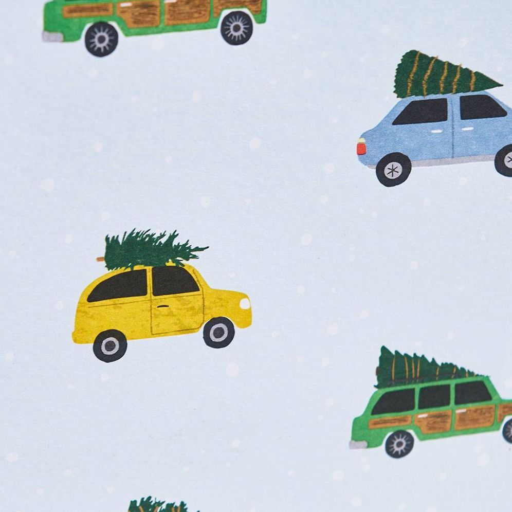 Medium Vintage Cars and Christmas Trees Gift Bag