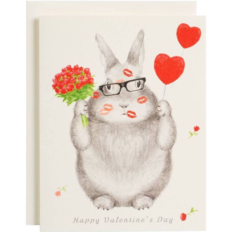 VDAY Bunny with hearts & kisses