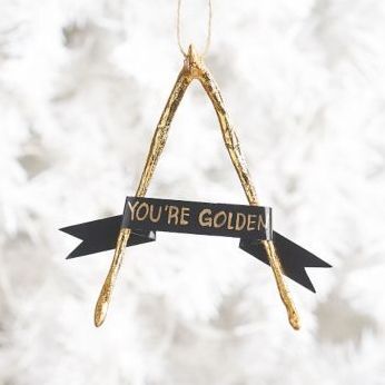 Golden Wishbone Ornament