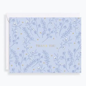 Soft Blue Foliage Thank You Card Set