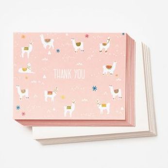 Pink Llama Thank You Card Set