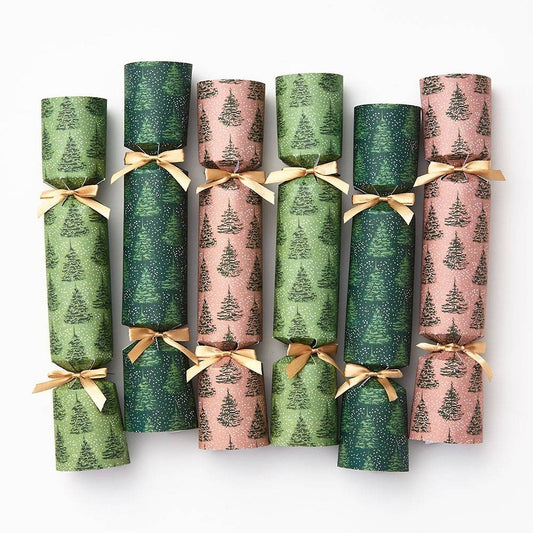 Elegant Greenery Tree Crackers S/6