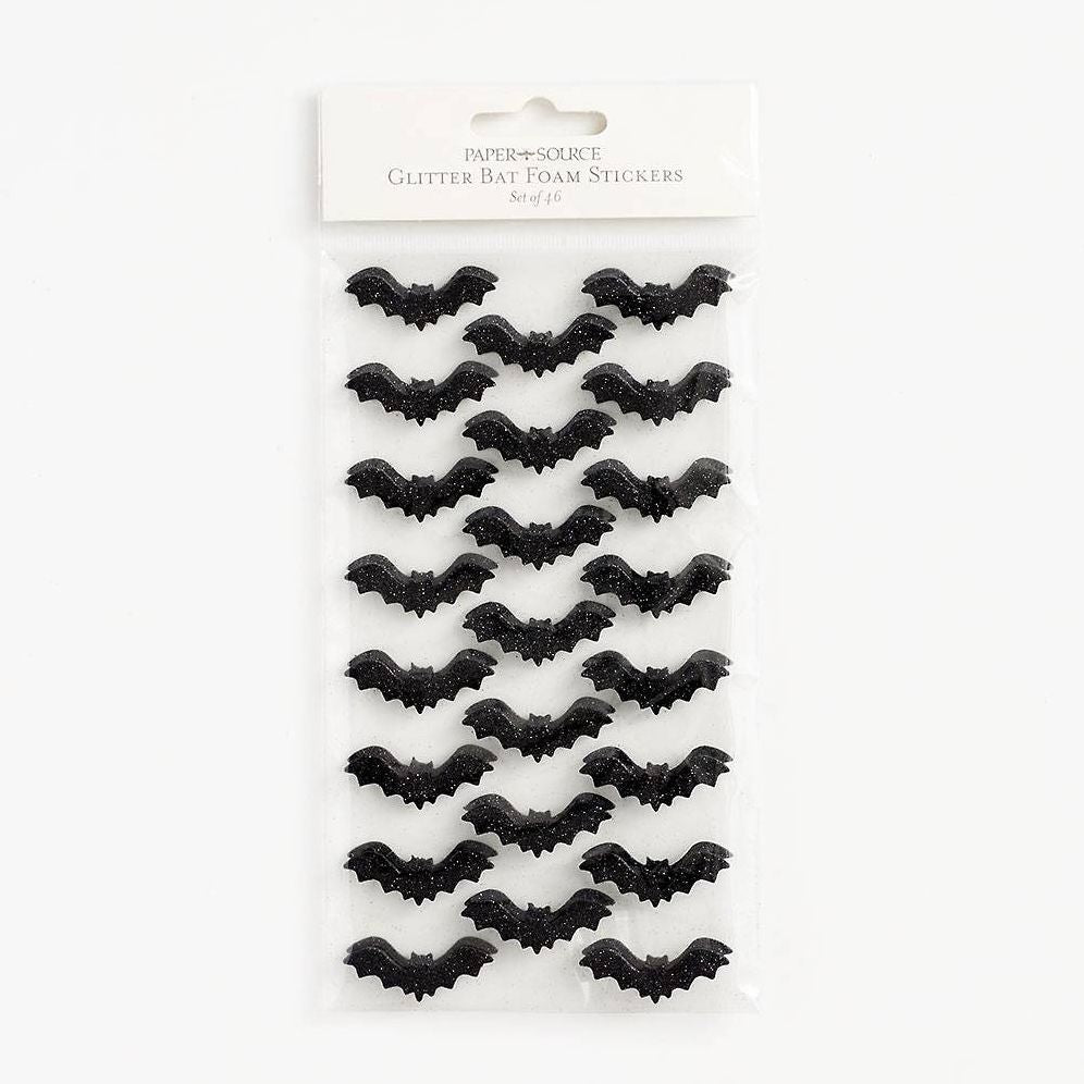 Black Glitter Foam Bat Stickers