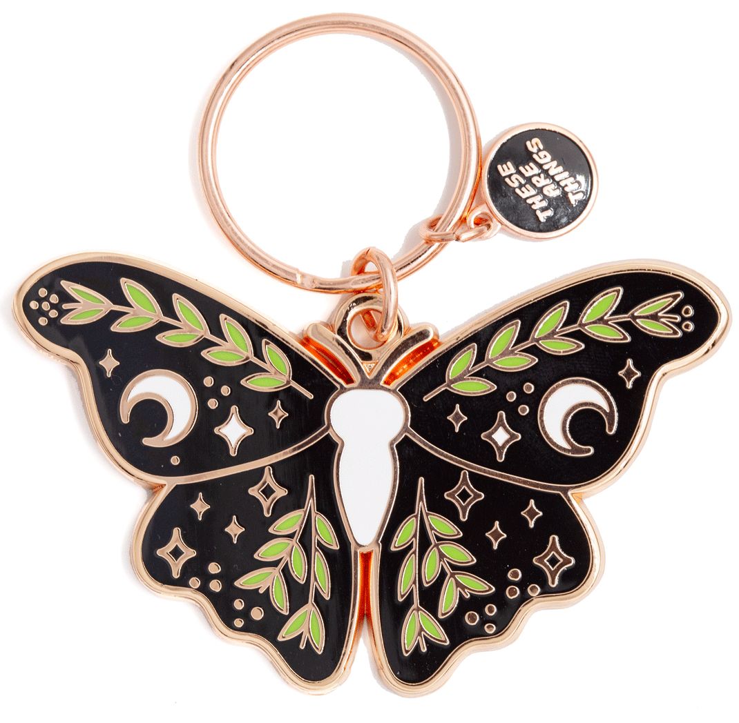 Lunar Moth Enamel Keychain